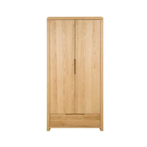 Curve Natural Oak Wood Double Wardrobe