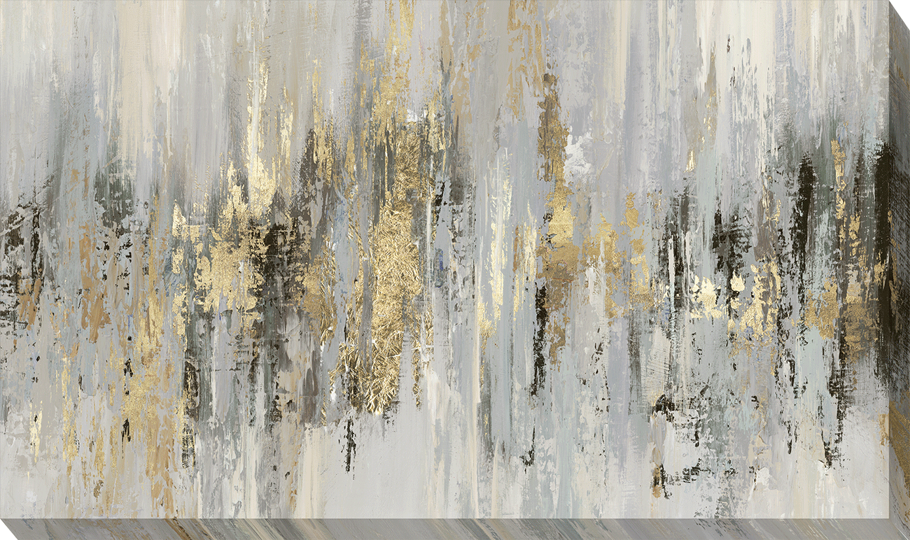 Dripping Silver & Gold - Canvas Wall Art - 54.5x92cm