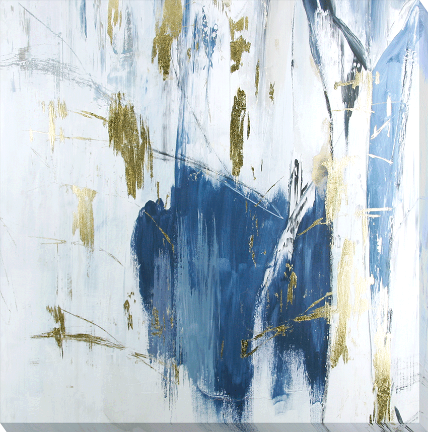 Navy Gold Shine I - Canvas Wall Art - 90x90cm