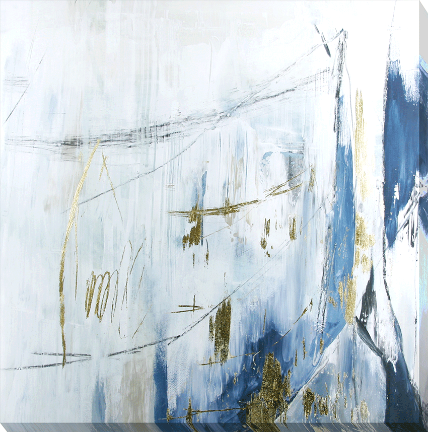 Navy Gold Shine II - Canvas Wall Art - 90x90cm