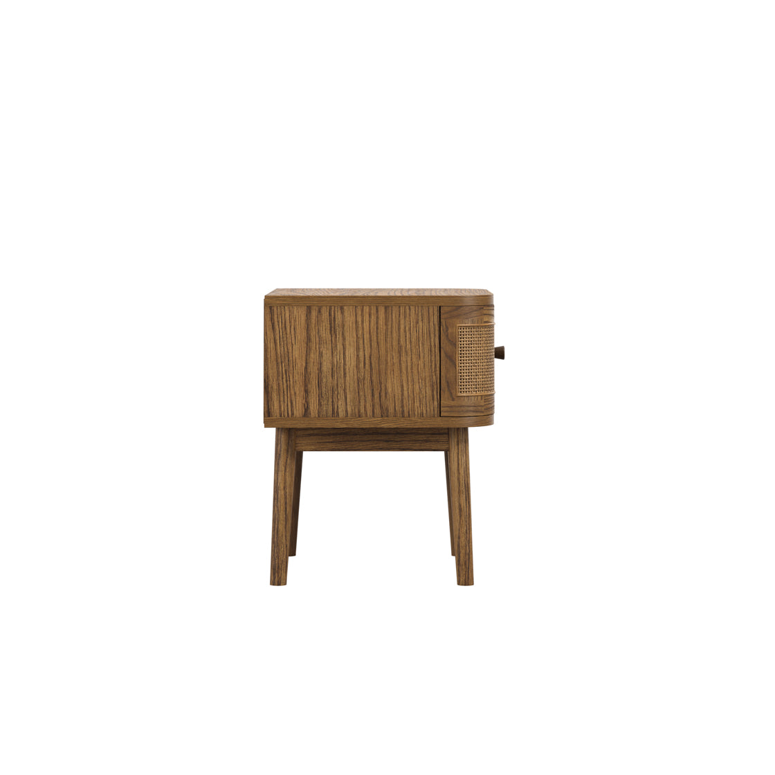 Callie Smoked Wood & Natural Rattan Bedside Table | 1 Drawer