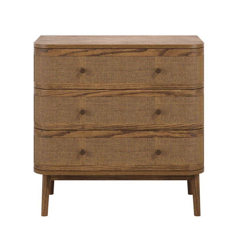Callie Smoked Wood & Natural Rattan Chest of Drawers