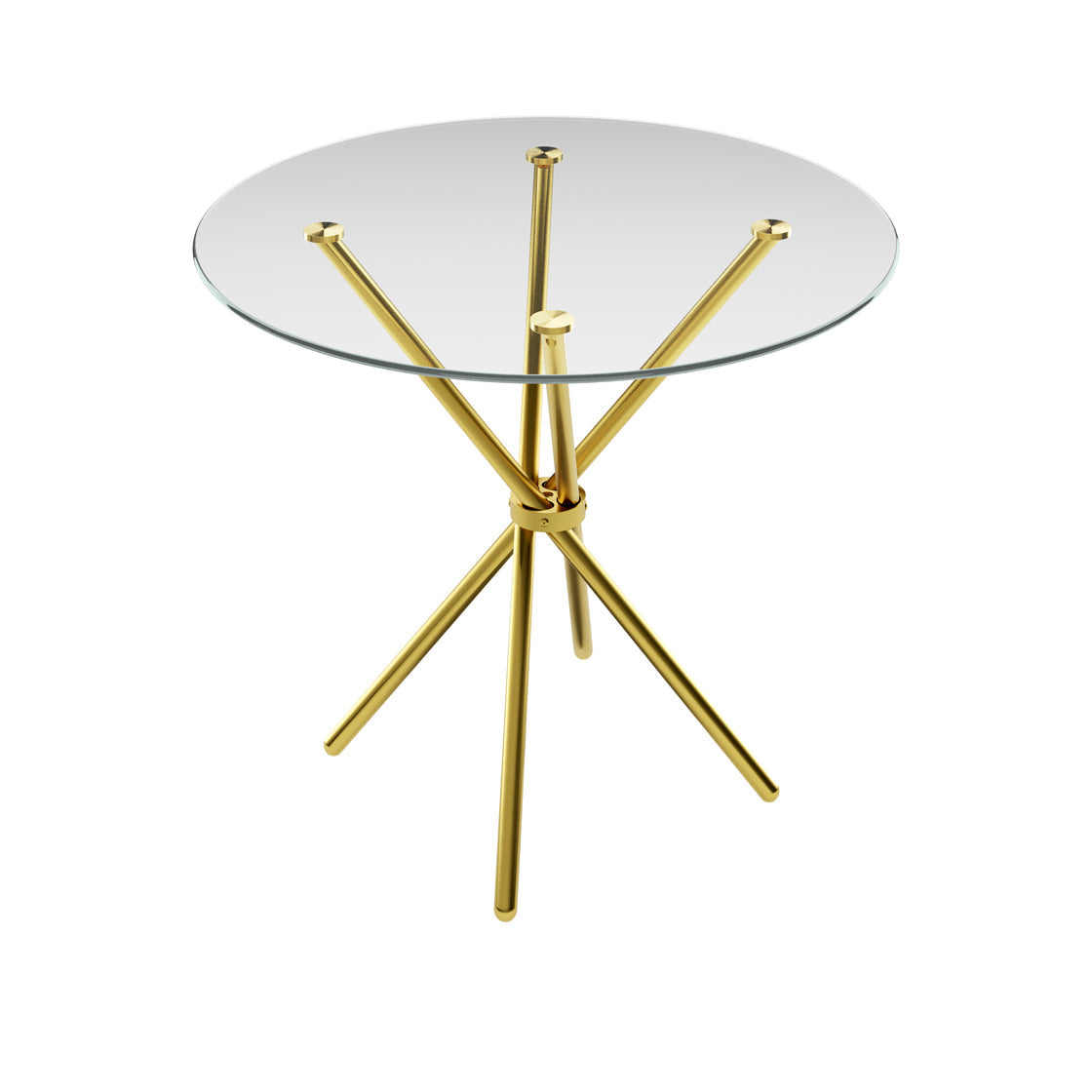 Casa Clear Glass & Gold Legs Round Dining Table