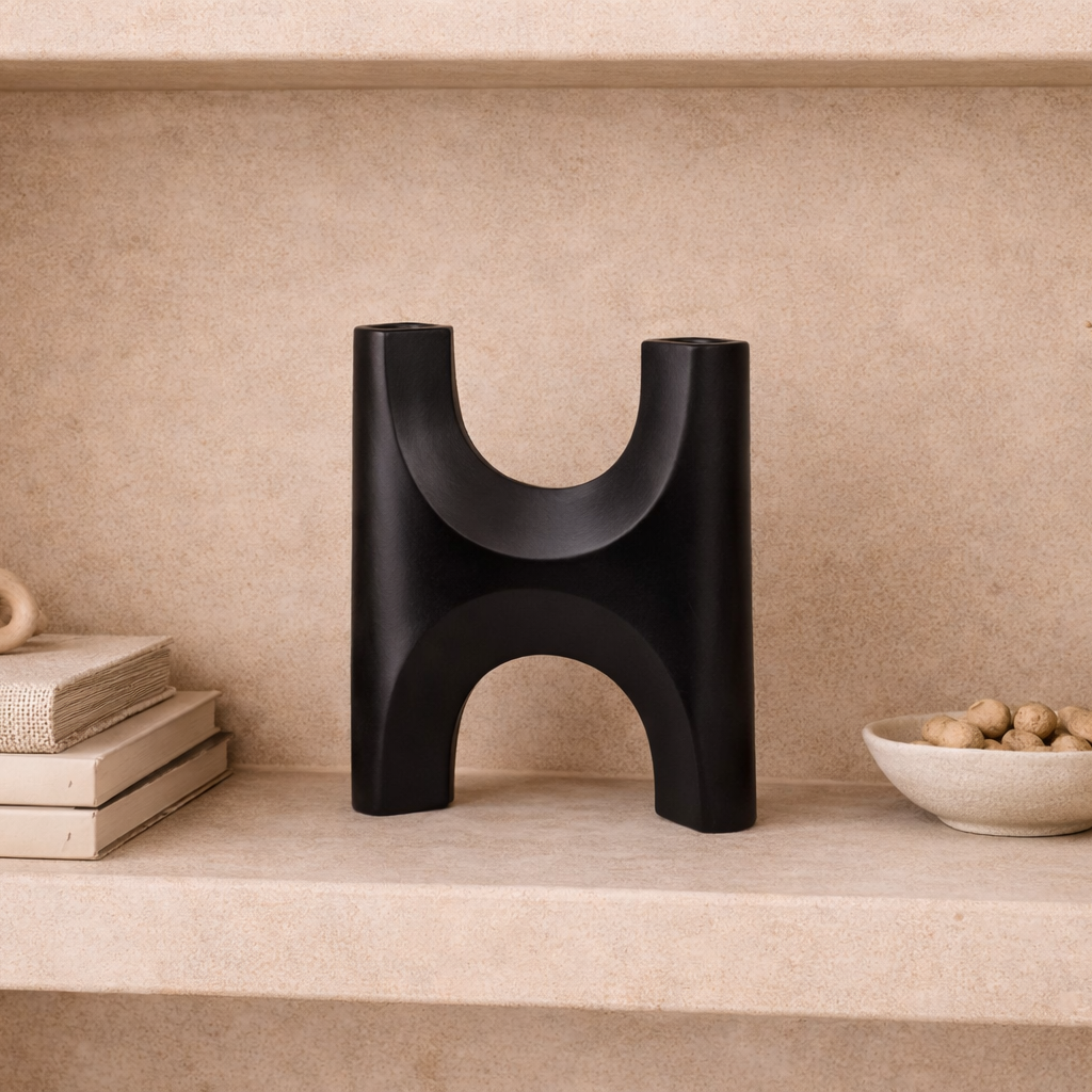 Savier Black Ceramic Vase Small