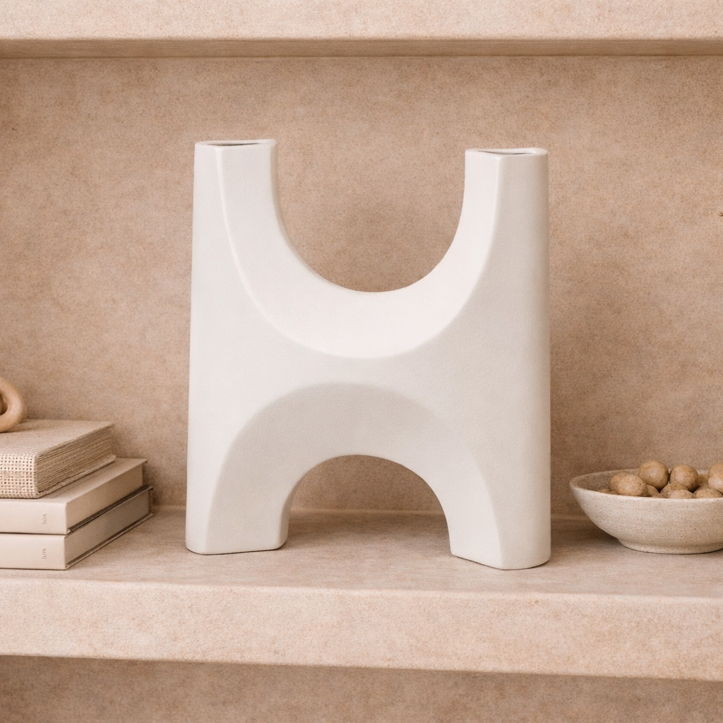 Savier White Ceramic Vase Large