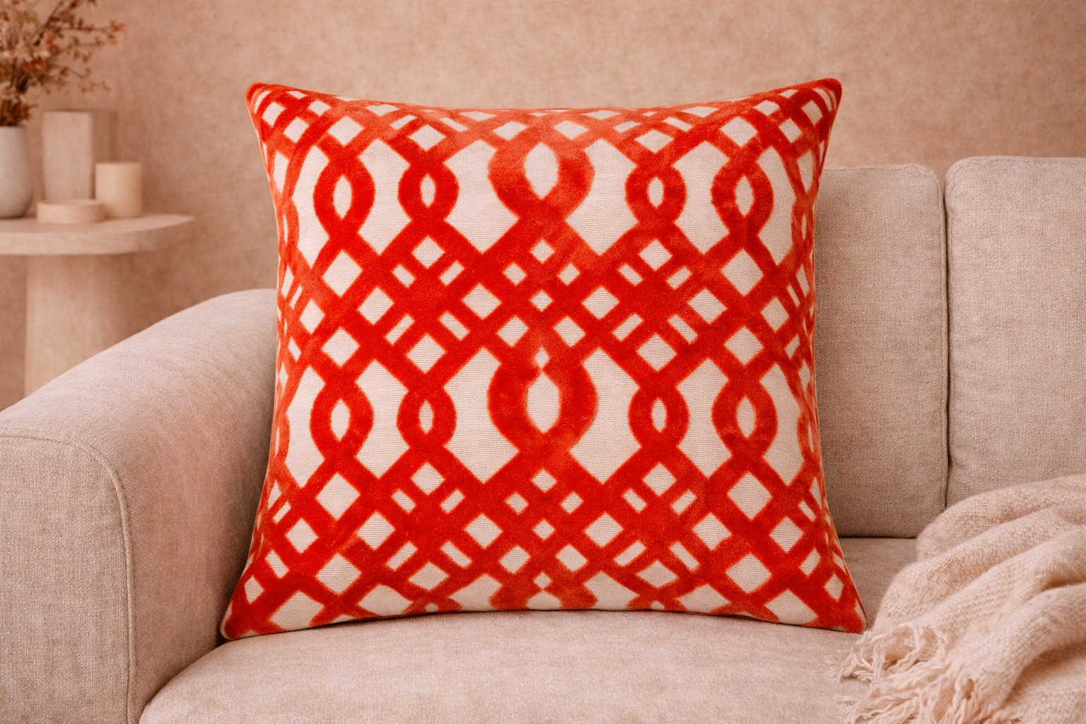 Palmbeach Cushion - Orange & White