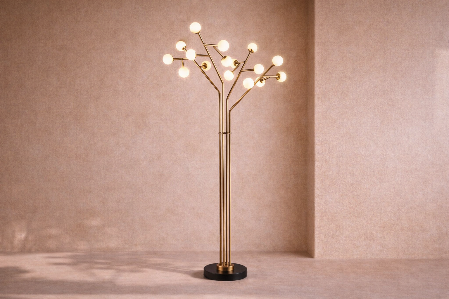 Bosco Floor Lamp - Antique Brass & White