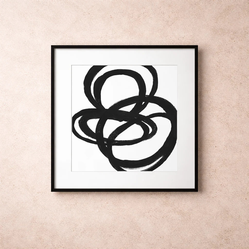 Coils II Framed Abstract Black & White Wall Art Print