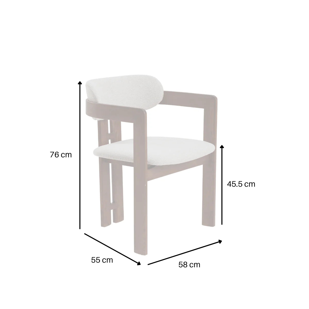 Set of 2 Alamo Walnut Brown Wood Dining Chairs - Oatmeal Boucle