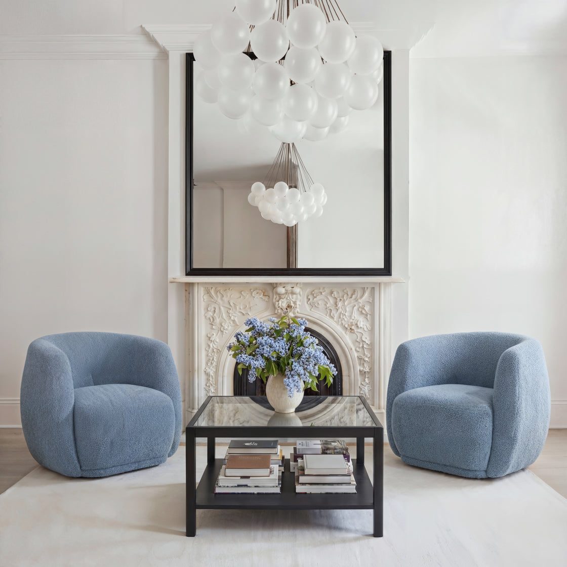 Clay Bluebell Sherpa Boucle Chair