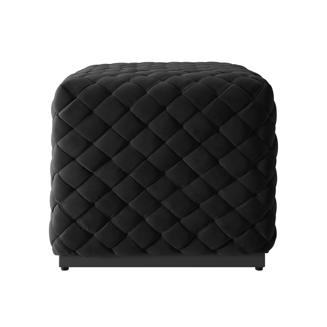 Colline Black Velvet Pouffe Small