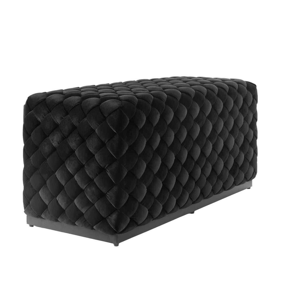 Colline Black Velvet Pouffe Large