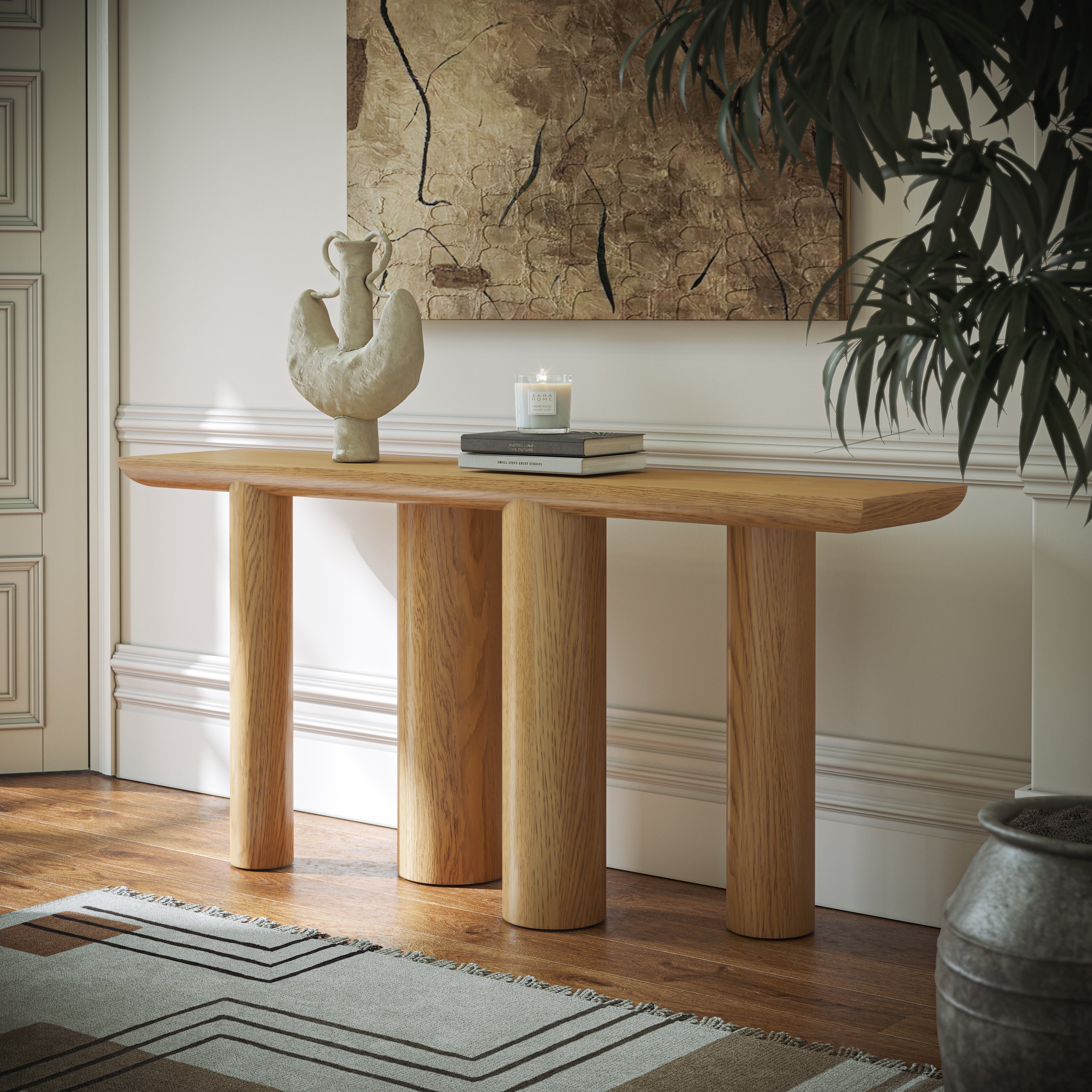 Solara Natural Oak Wood Console Table 125cm