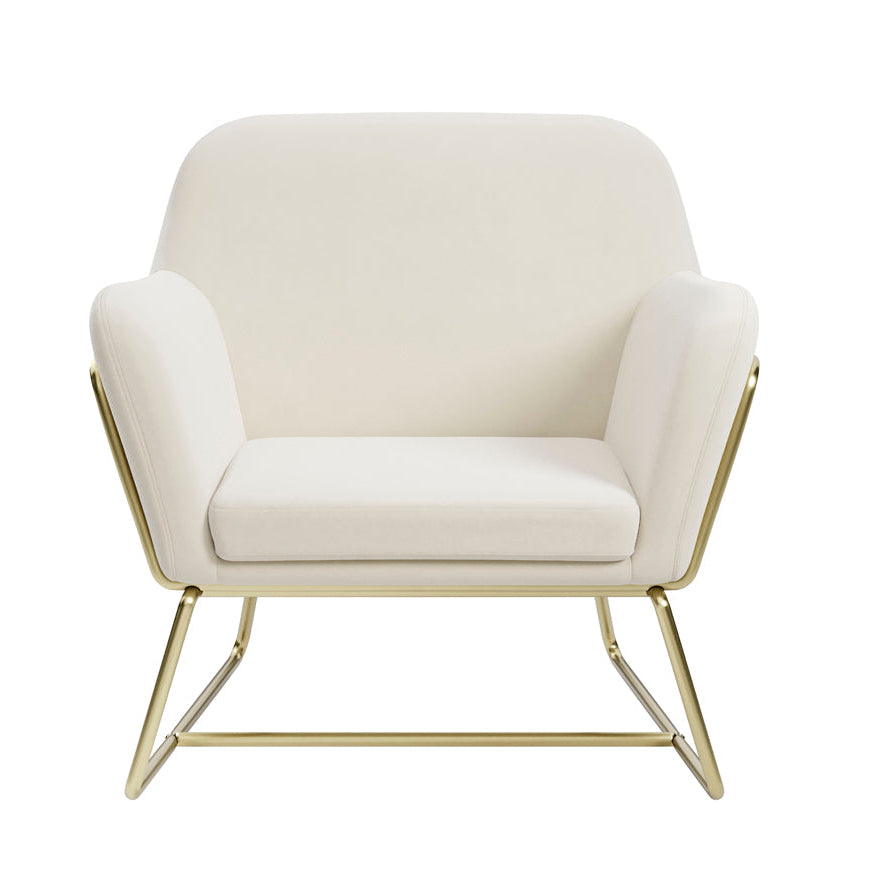 Charles Cream Velvet & Brushed Gold Armchair