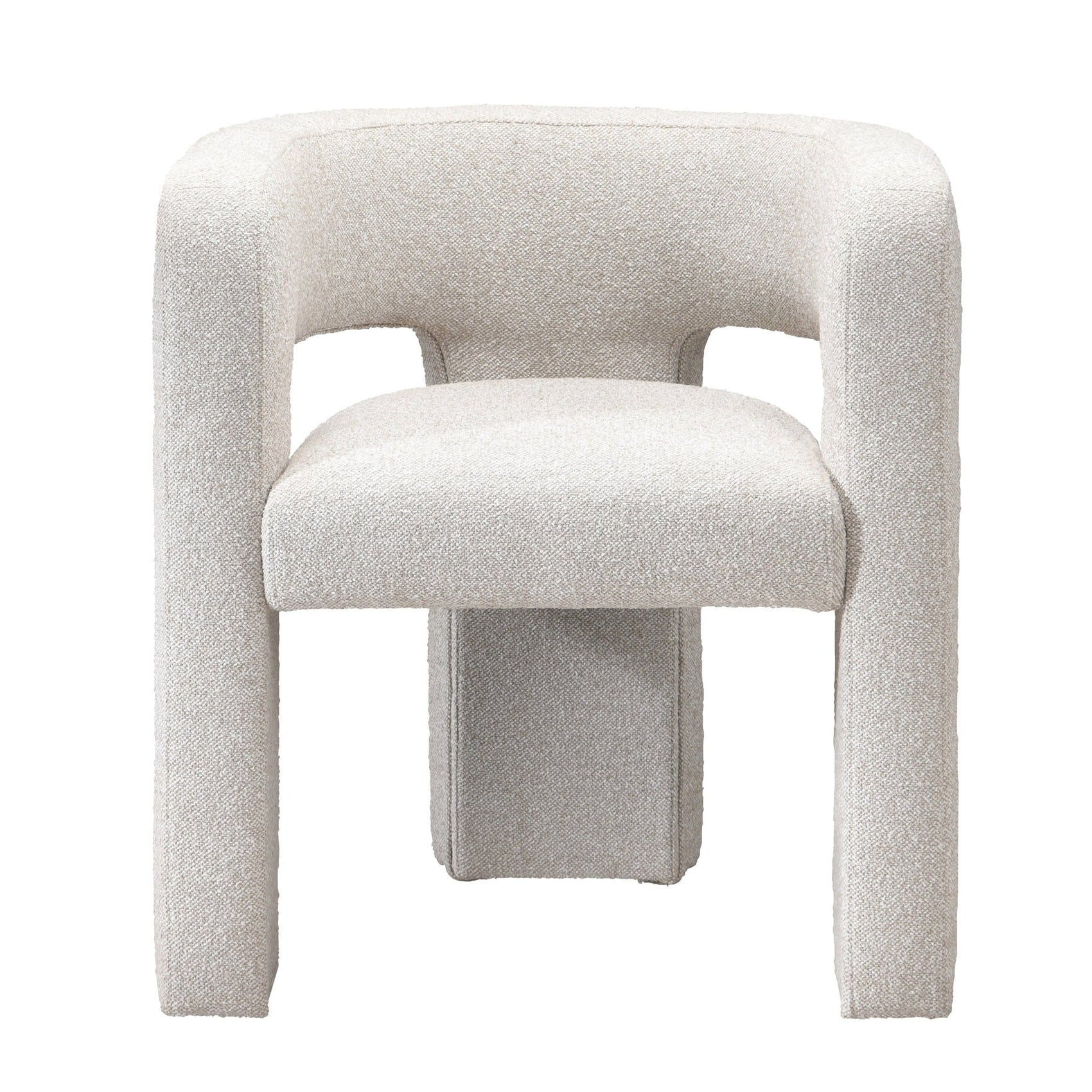 Crescent Mink Boucle Three Leg Armchair