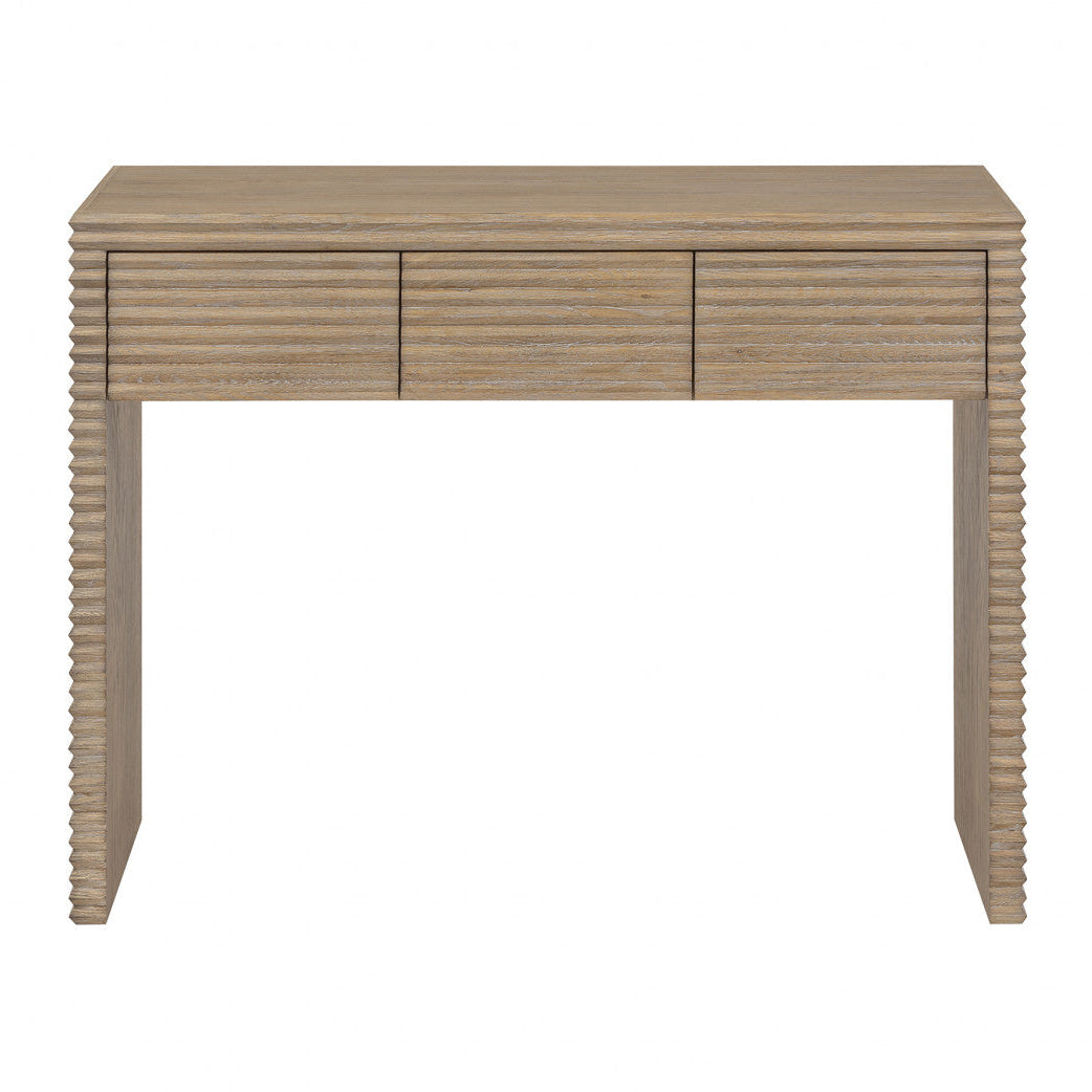 DI Designs Wickham Natural Oak Wood Ribbed Desk