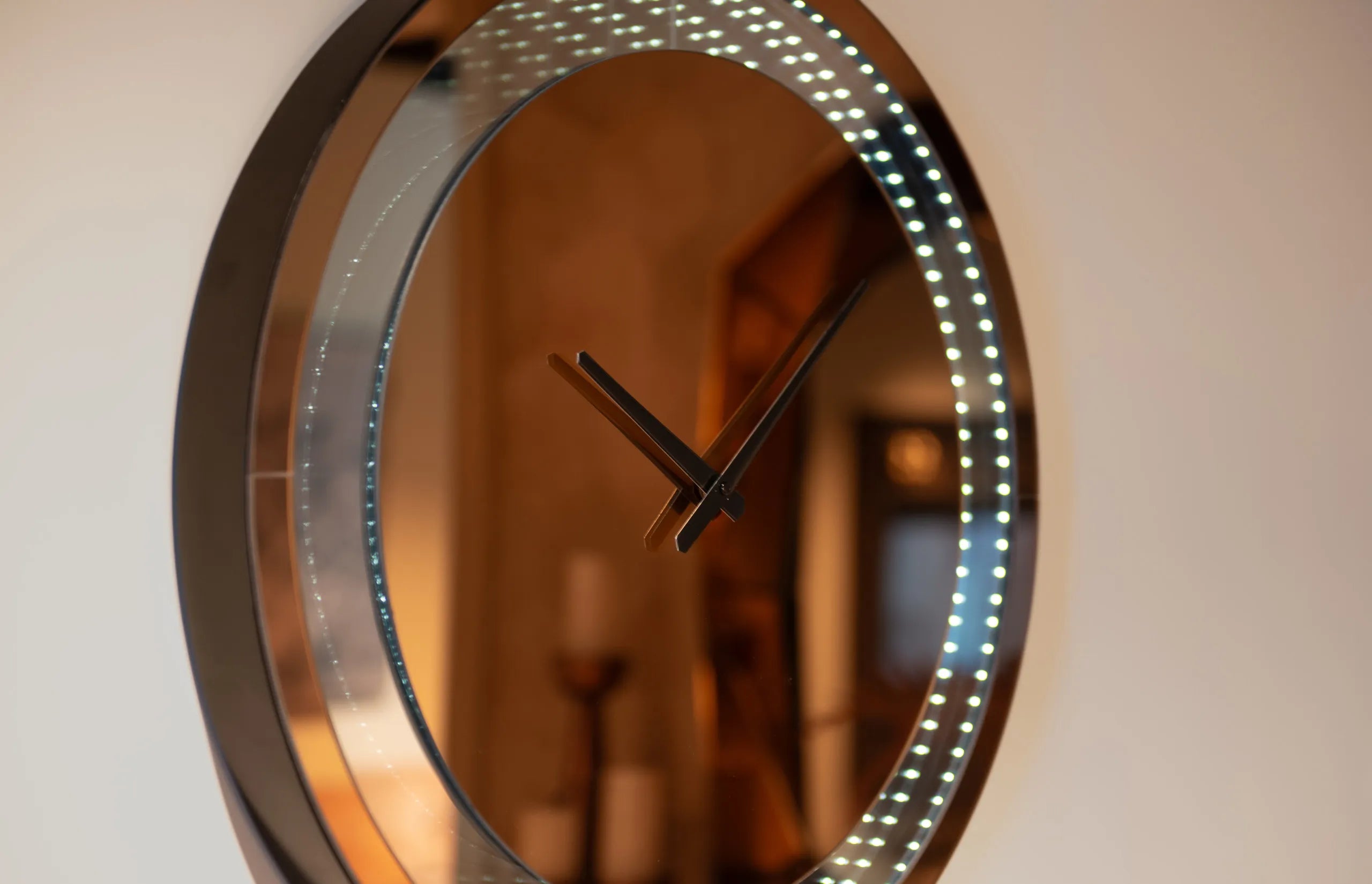 Richmond Interiors Julia Brown LED Clock Mirrored Glass Wall Light