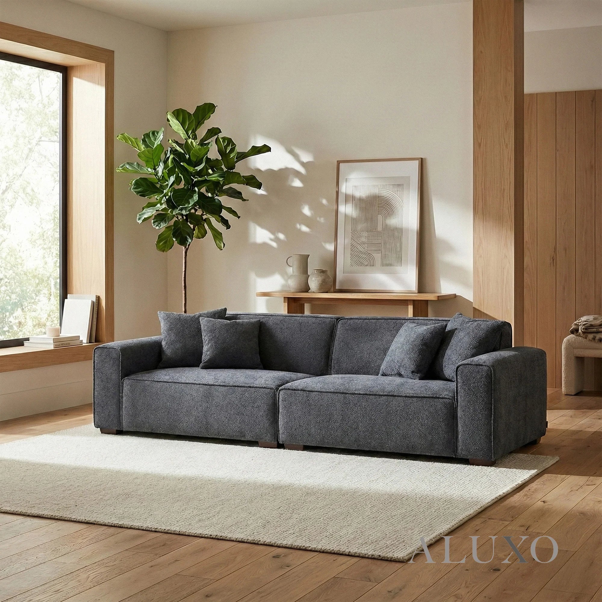 Aluxo Crawford Charcoal Grey Boucle Sofa | 4 Seater