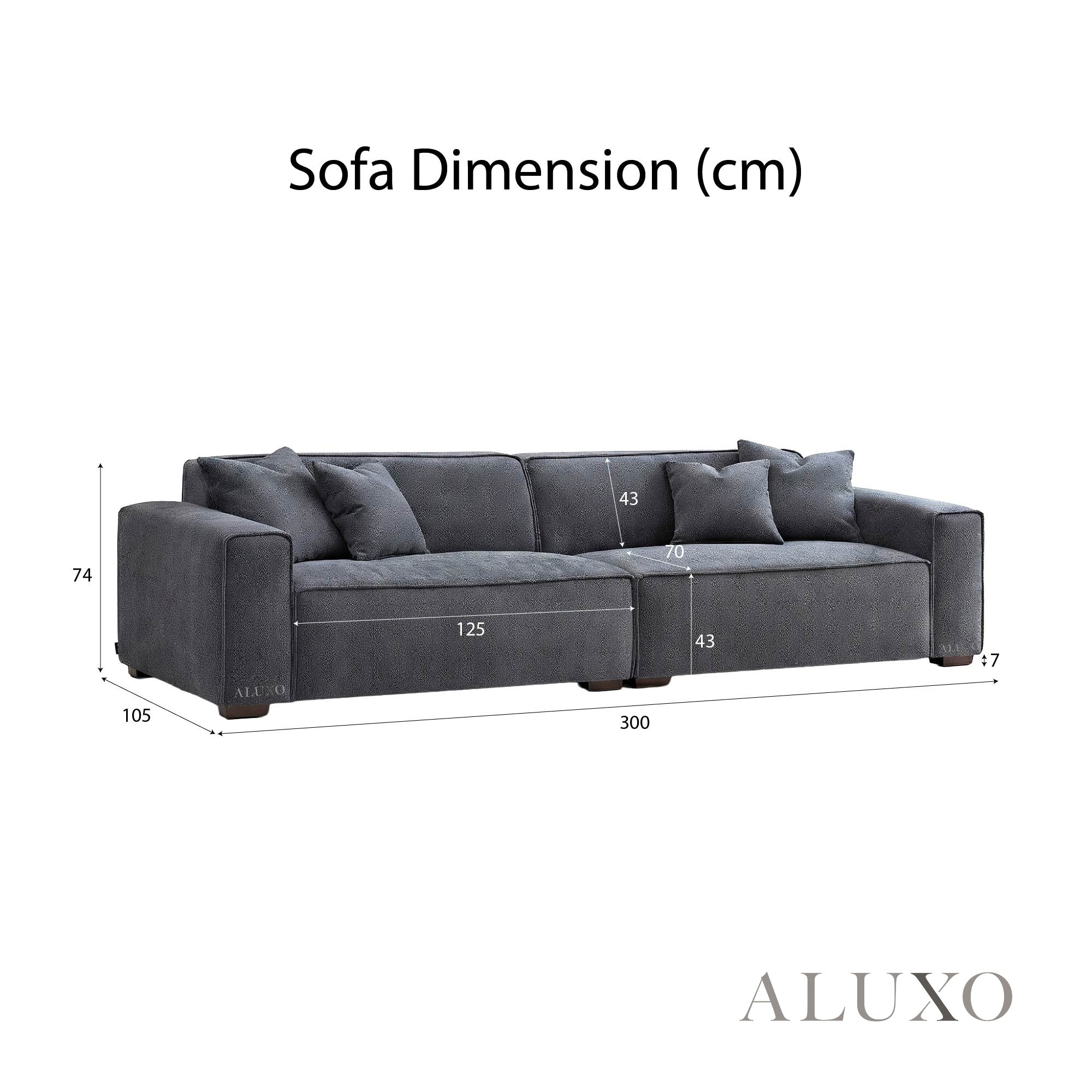 Aluxo Crawford Charcoal Grey Boucle Sofa | 4 Seater