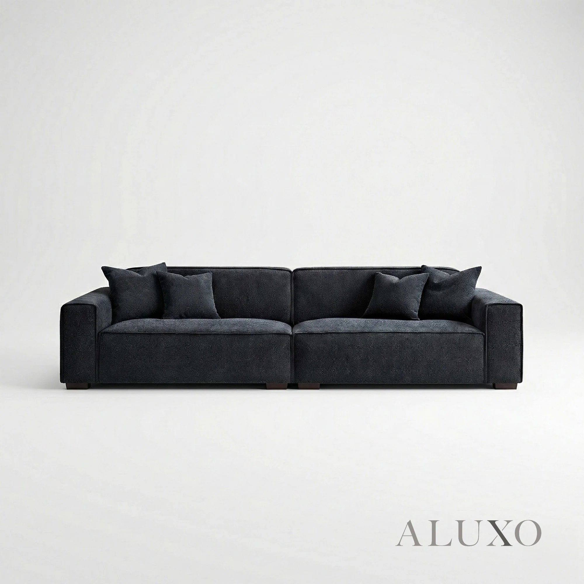 Aluxo Crawford Midnight Black Boucle Sofa | 4 Seater