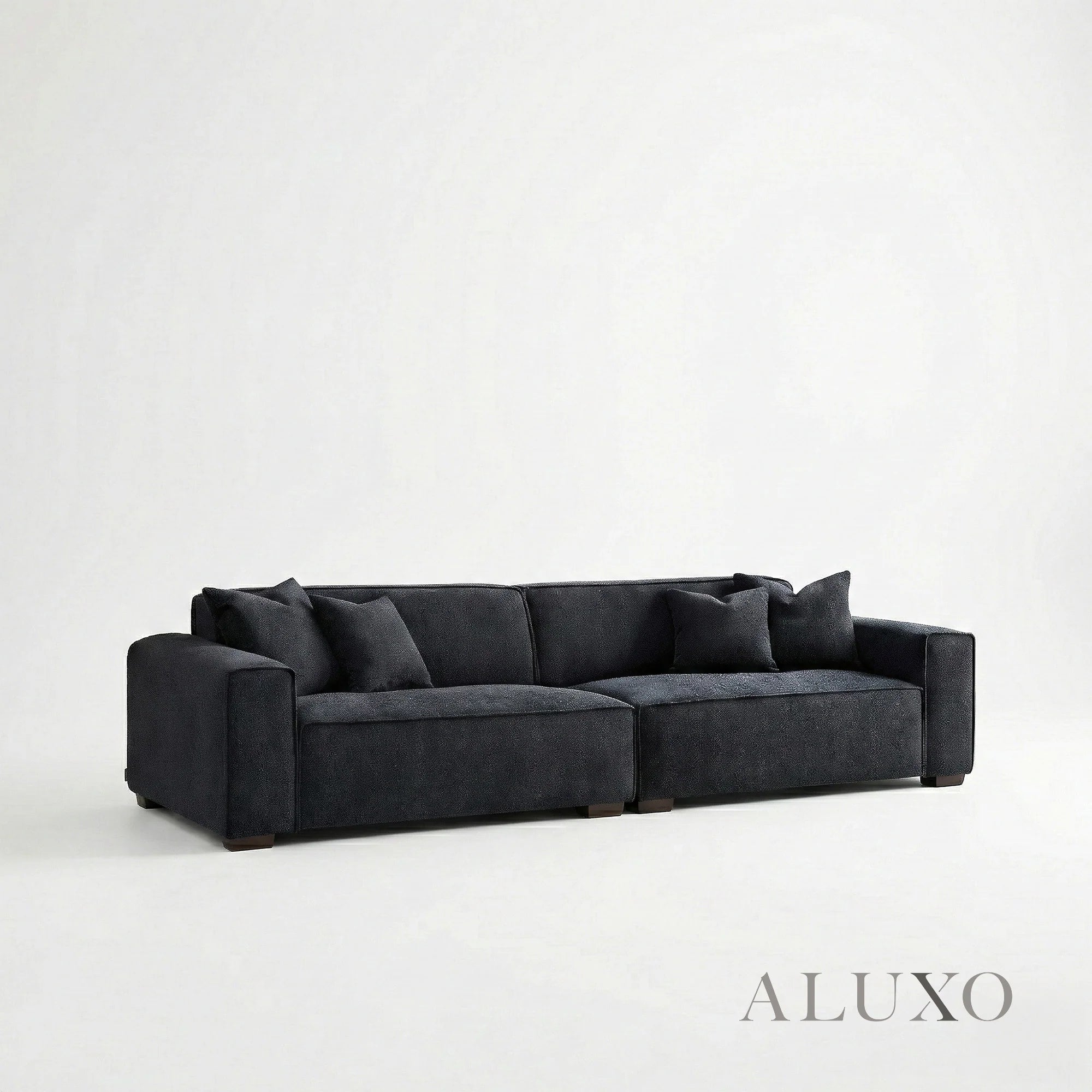 Aluxo Crawford Midnight Black Boucle Sofa | 4 Seater