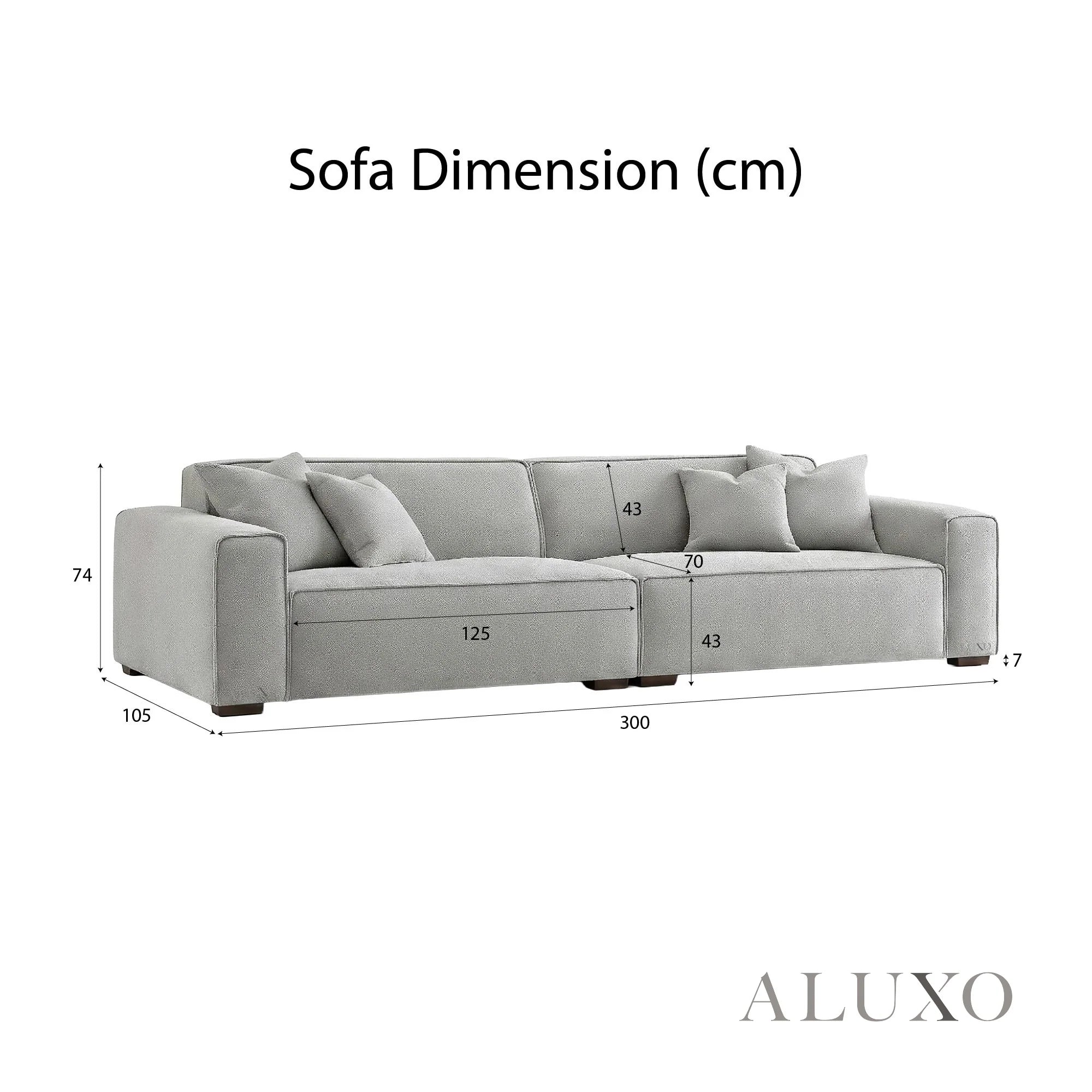 Aluxo Crawford Pebble Grey Boucle Sofa | 4 Seater