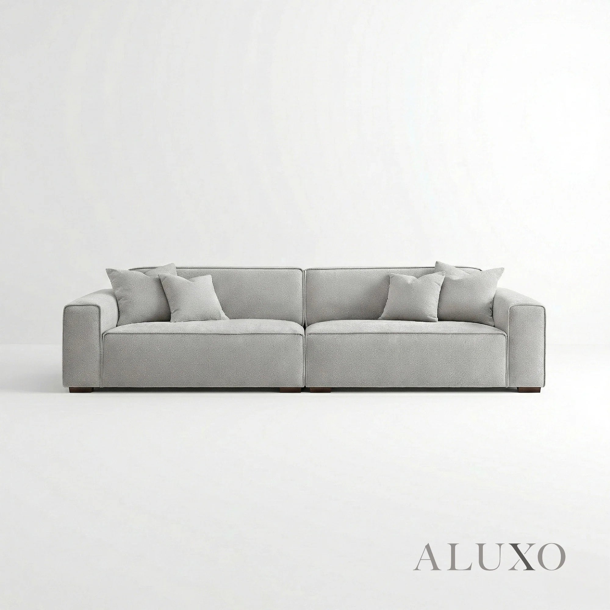 Aluxo Crawford Pebble Grey Boucle Sofa | 4 Seater