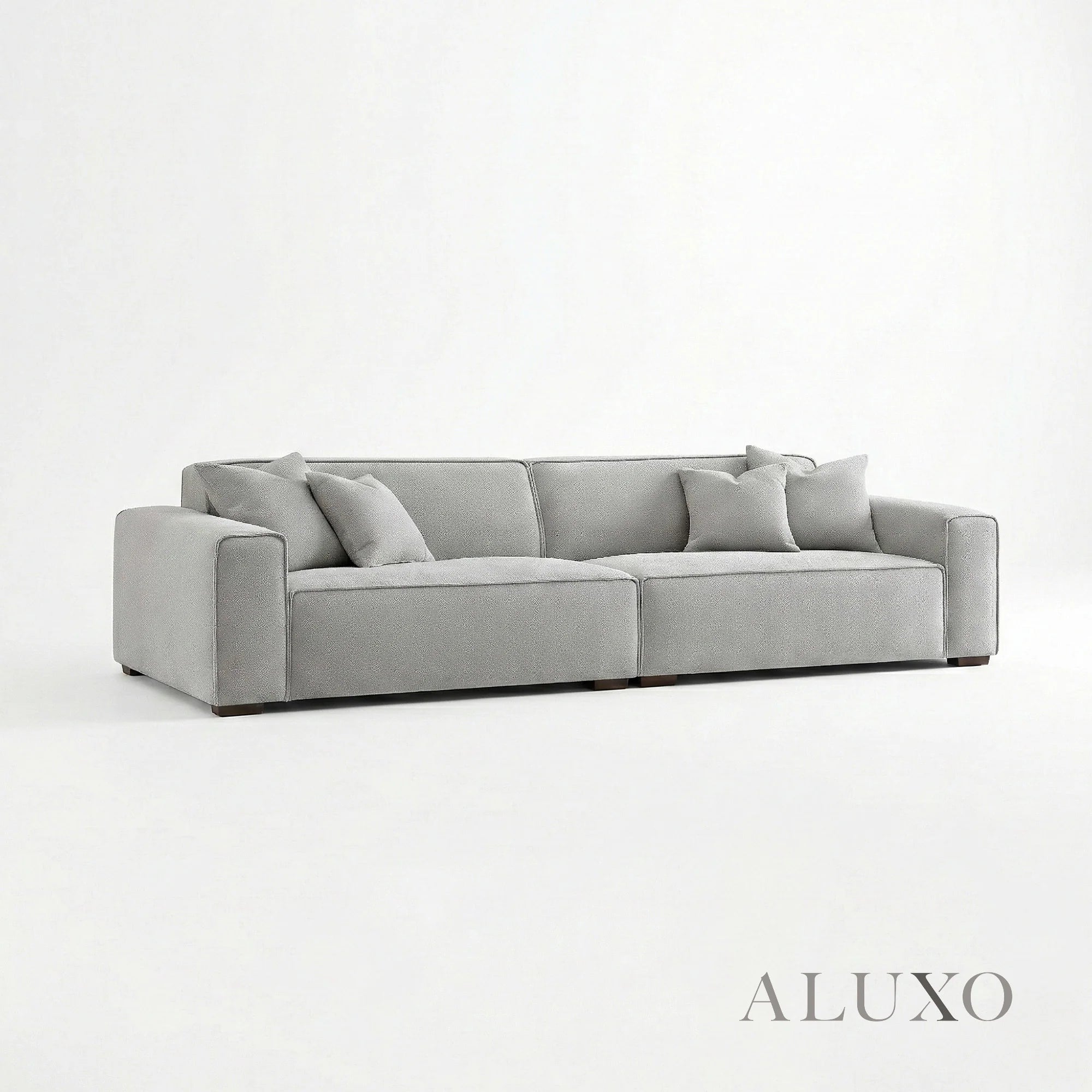 Aluxo Crawford Pebble Grey Boucle Sofa | 4 Seater