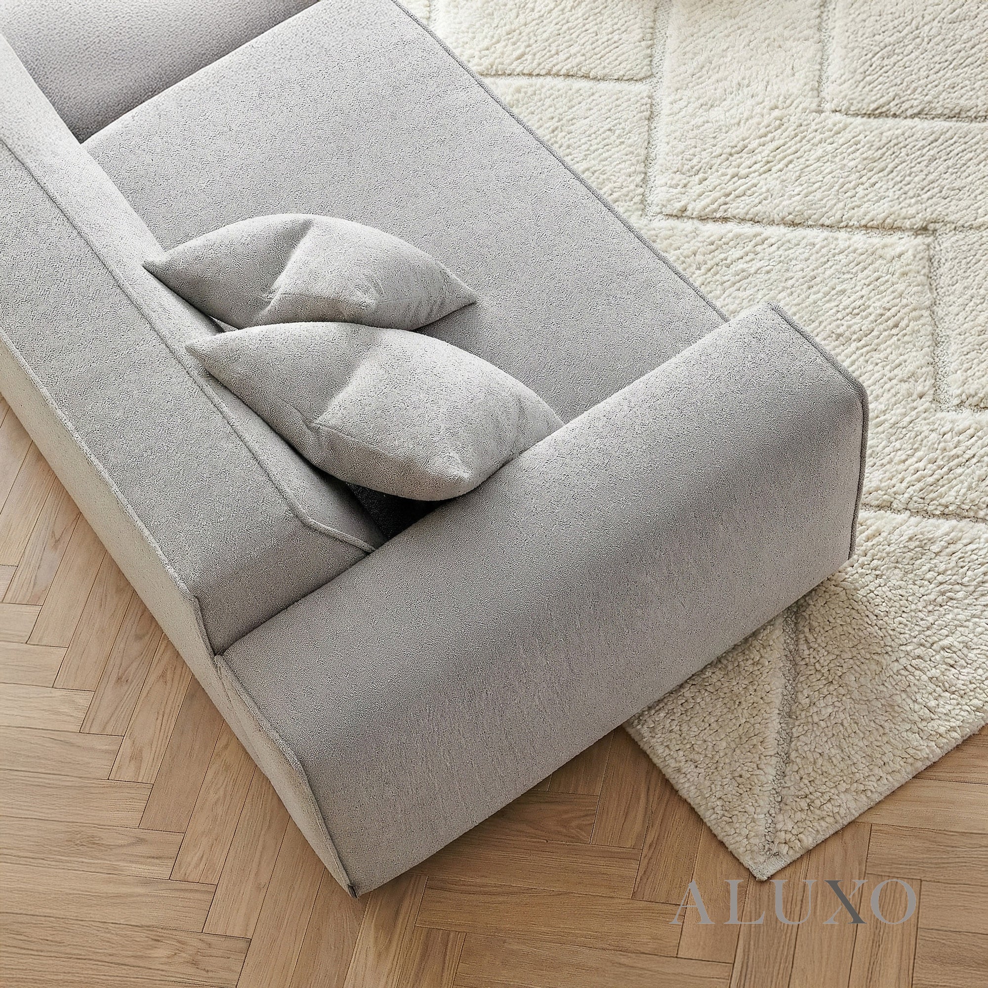 Aluxo Crawford Pebble Grey Boucle Sofa | 4 Seater