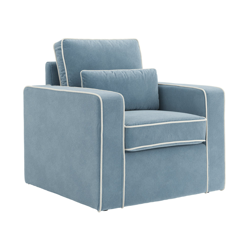 Diego Ice Blue Velvet Armchair