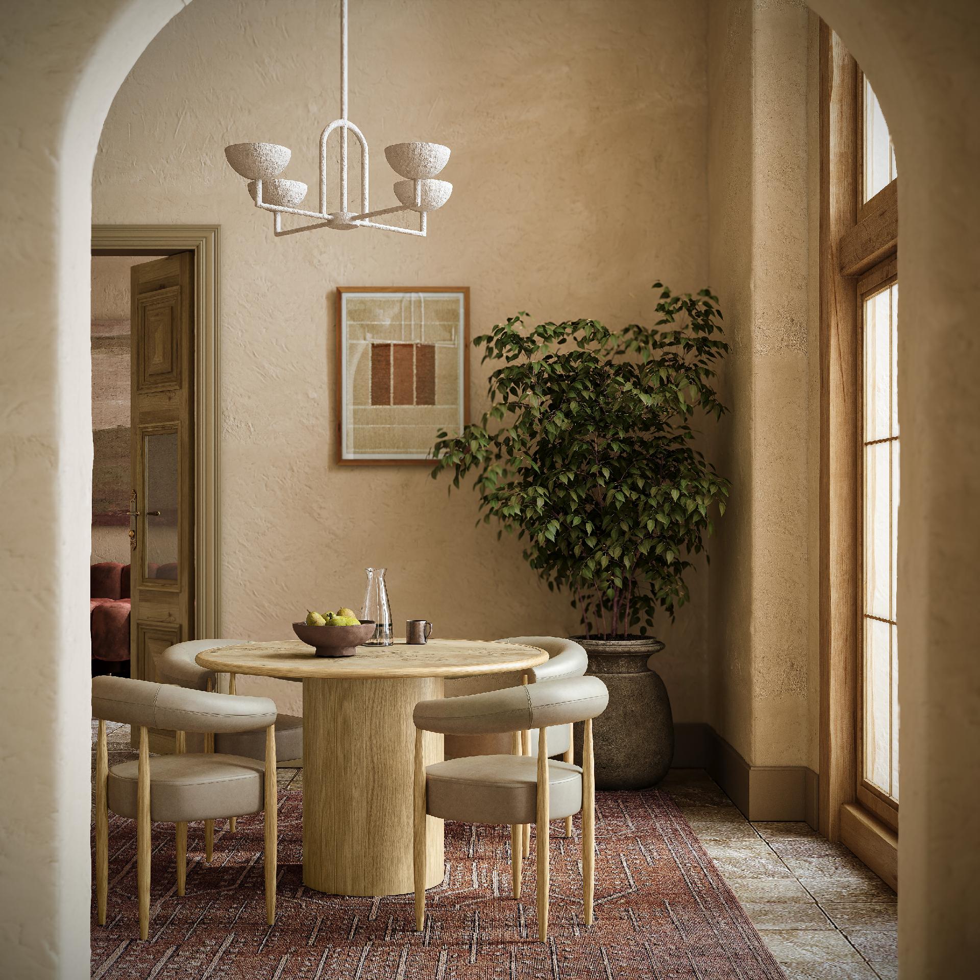 Denver Natural Burl Wood Round Dining Table 120cm