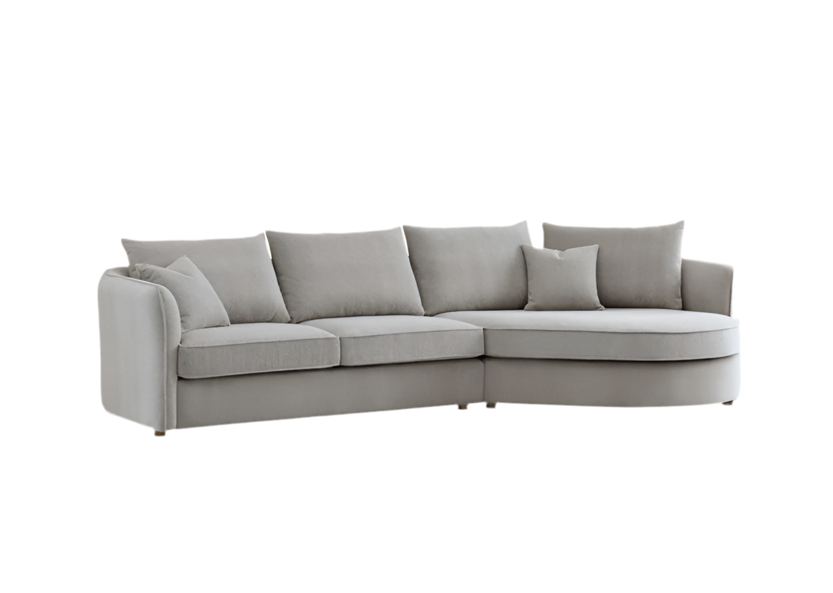 Aluxo Melby Pebble Taupe Boucle Corner Chaise Sofa | 4 Seater