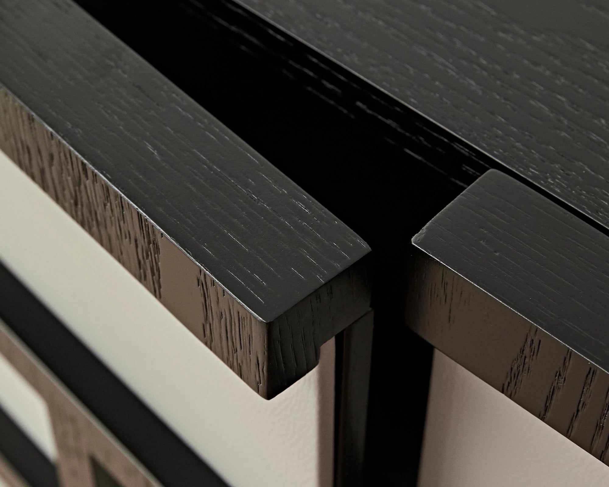 Kamako Grey Leather Look & Black Wood Cabinet