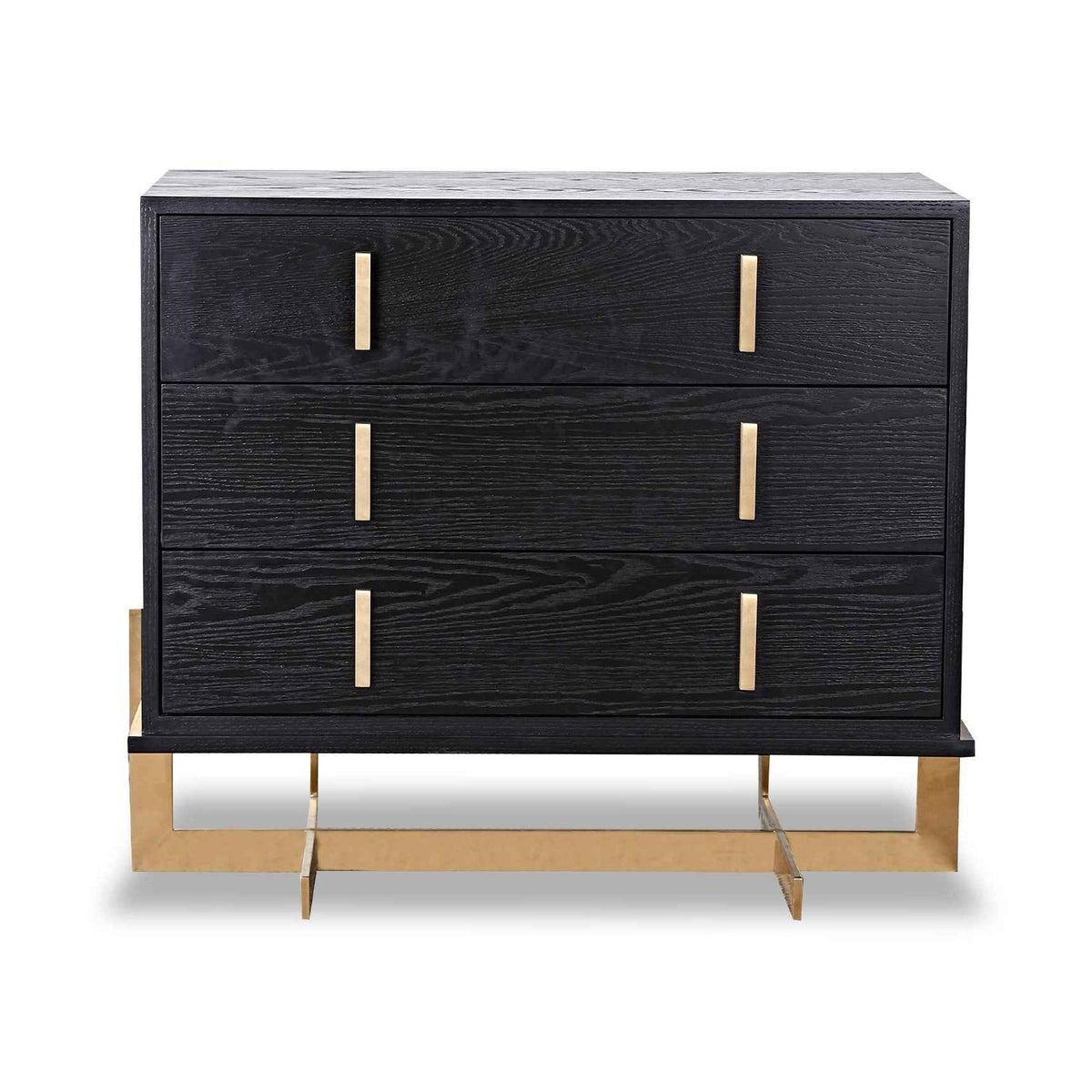 Archivolto Black Wood & Brushed Brass Chest of Drawers