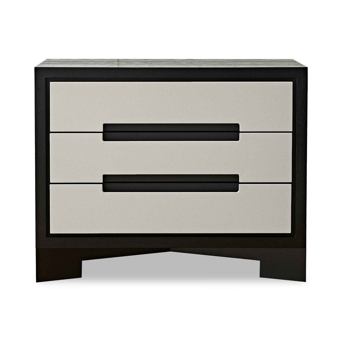 Ardel Grey Faux Leather & Black Wenge Wood Chest of Drawers