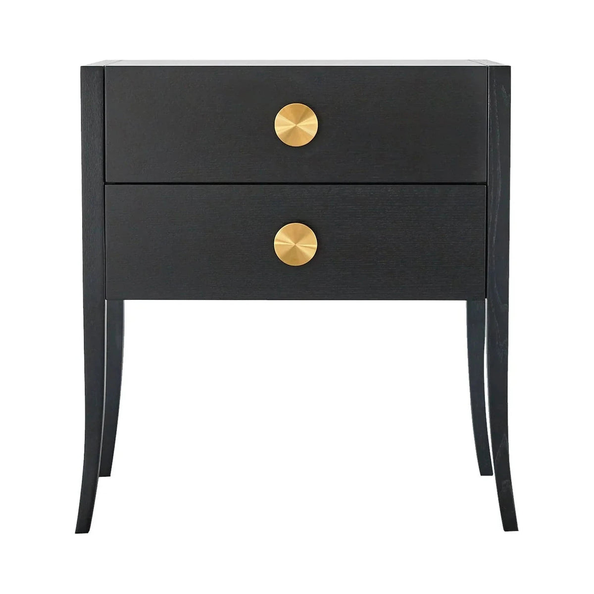 Orly Black Oak Wood & Gold Bedside Table