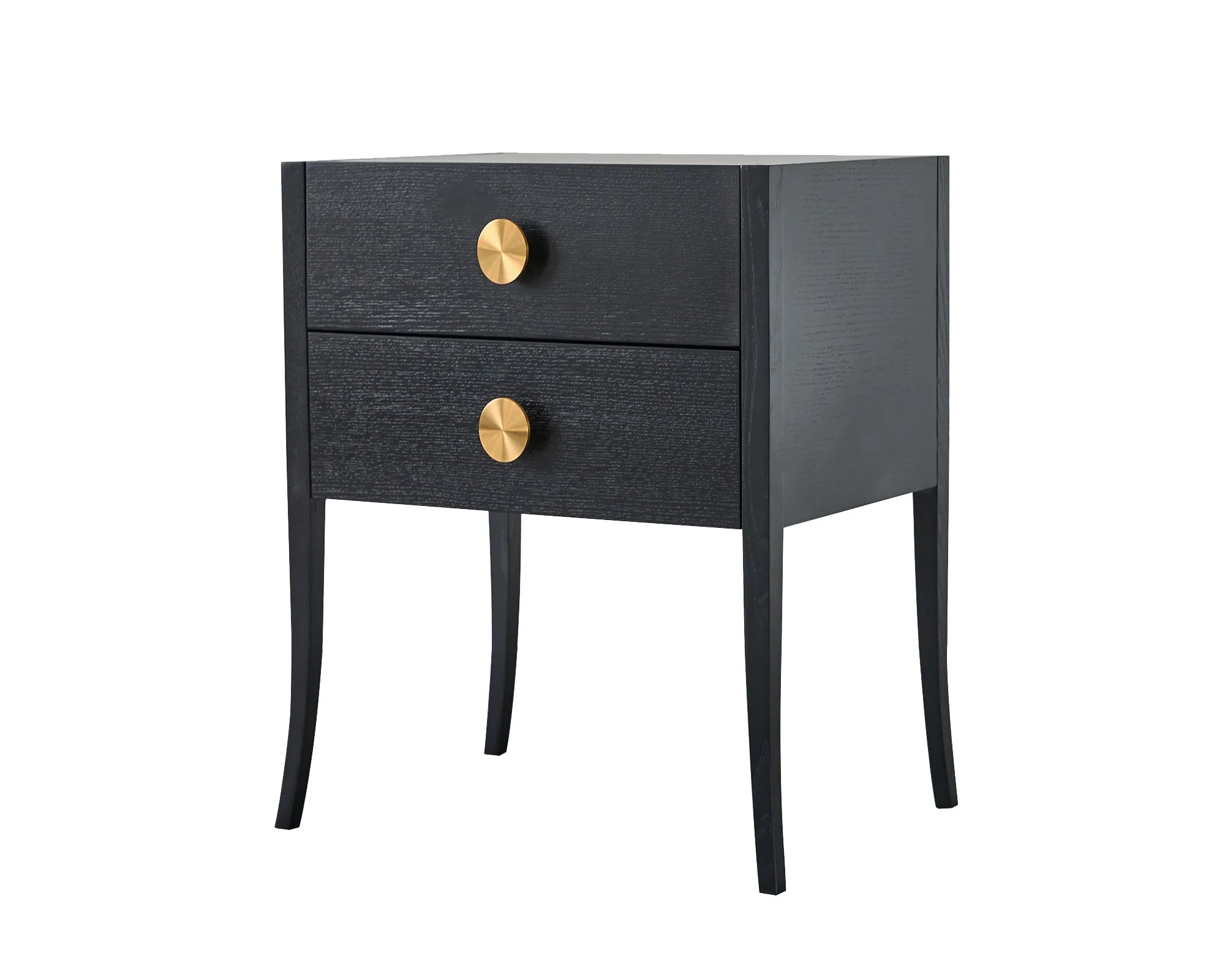 Orly Black Oak Wood & Gold Bedside Table