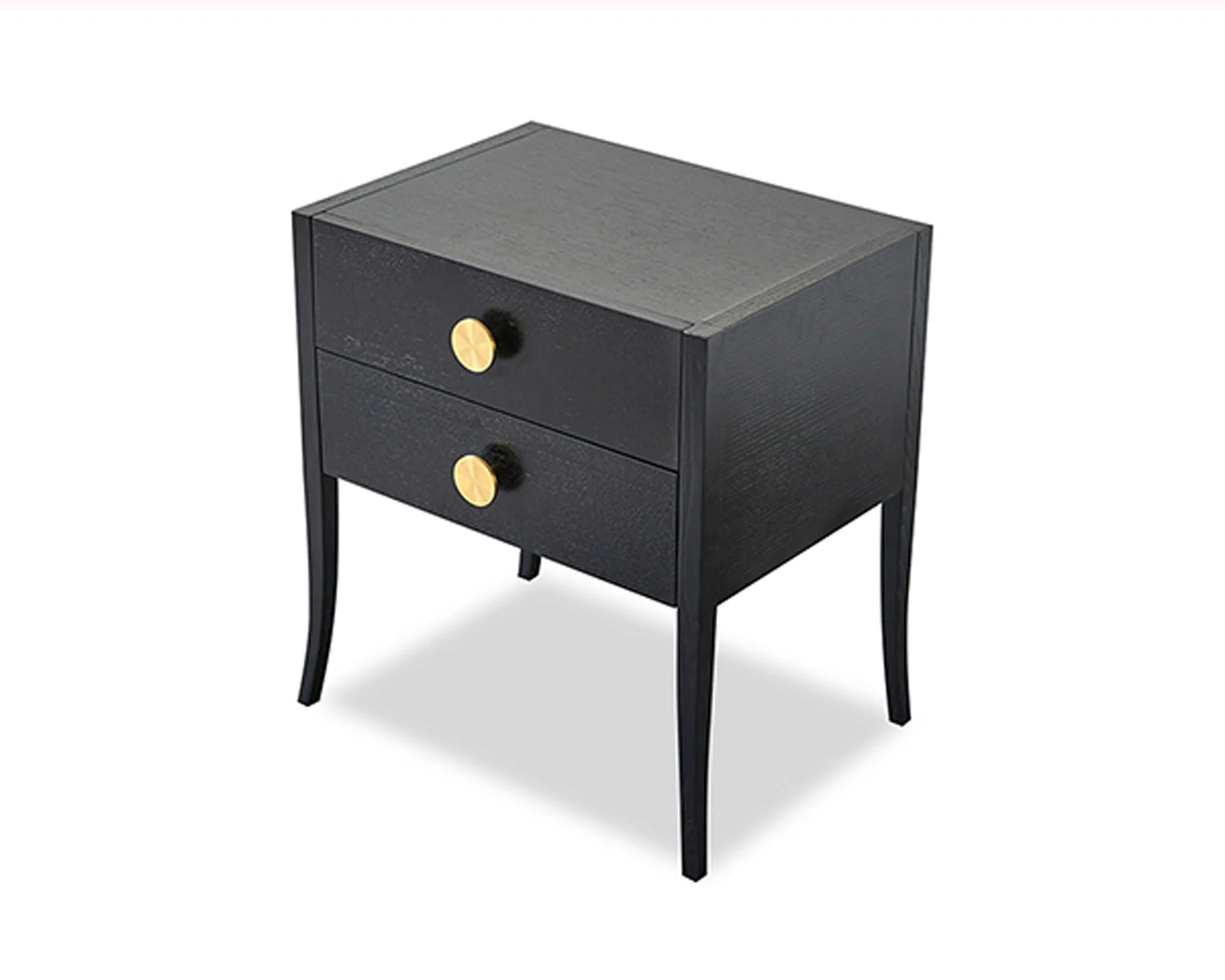 Orly Black Oak Wood & Gold Bedside Table