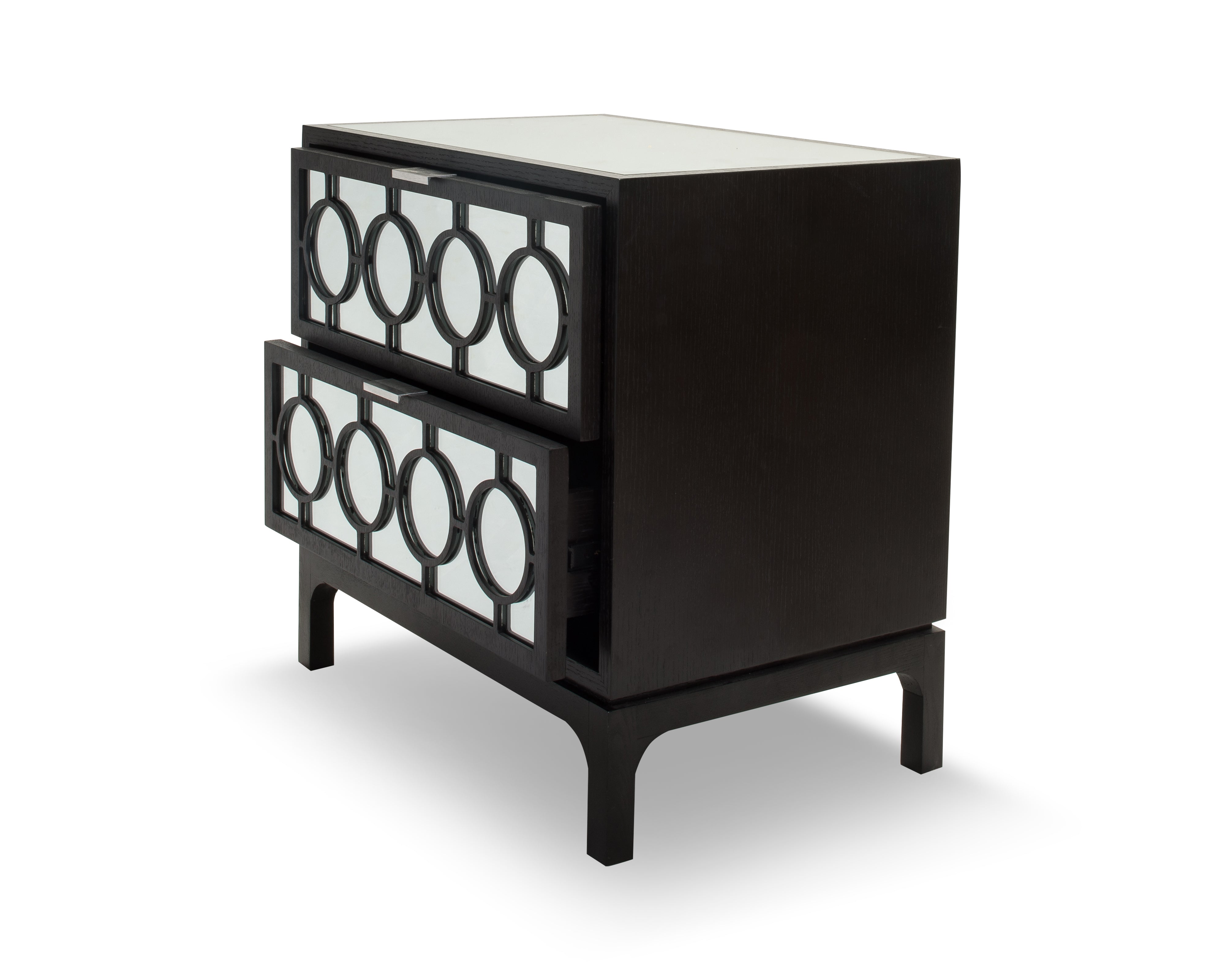 Marriott Bedside Table - Wenge Oak/Mirror
