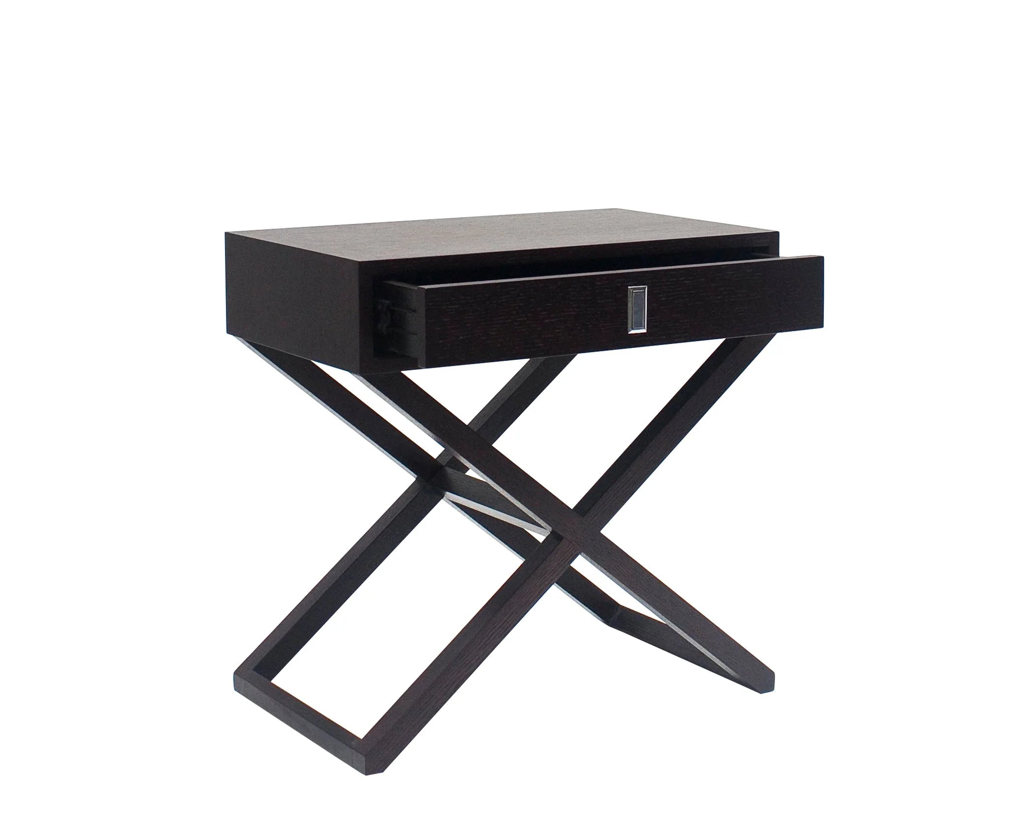 Curio Black Oak Wood Bedside Table