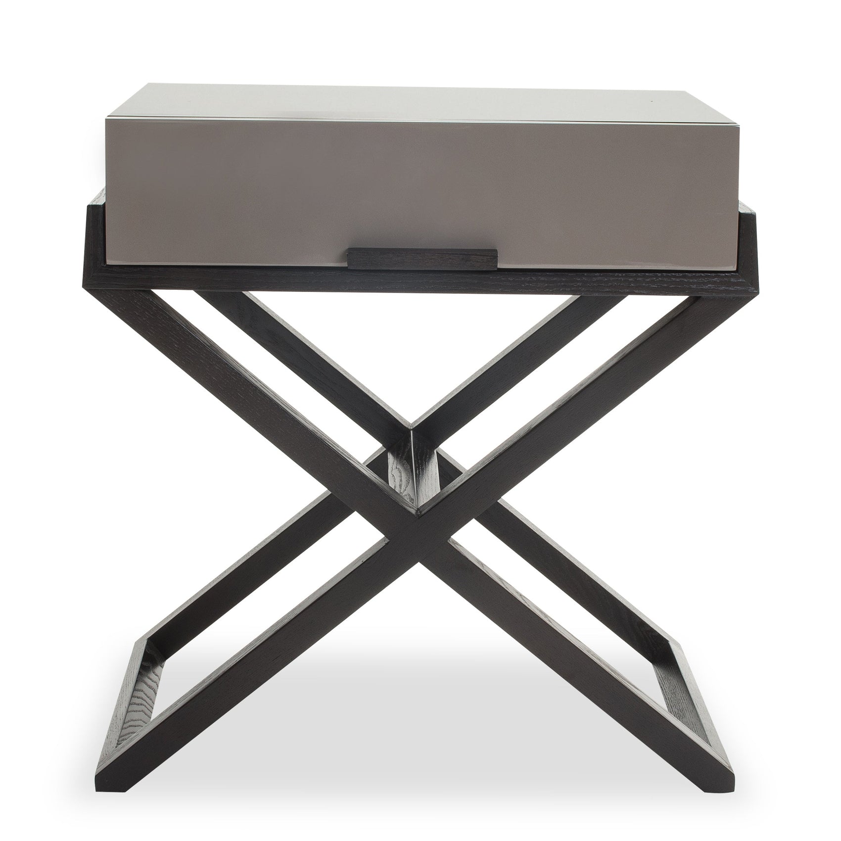 Boston Taupe High Gloss Bedside Table