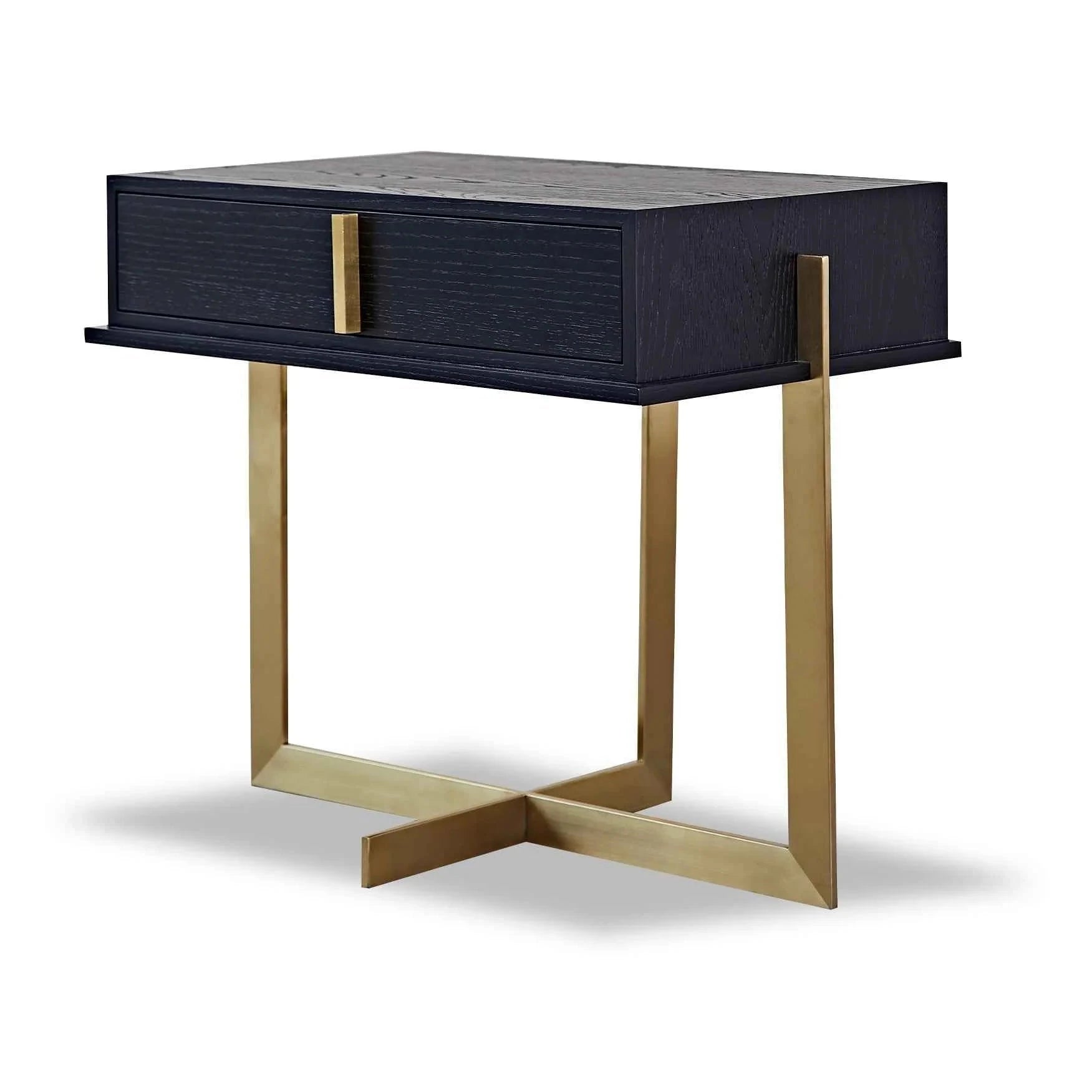 Archivolto Black Wood & Brushed Brass Bedside Table