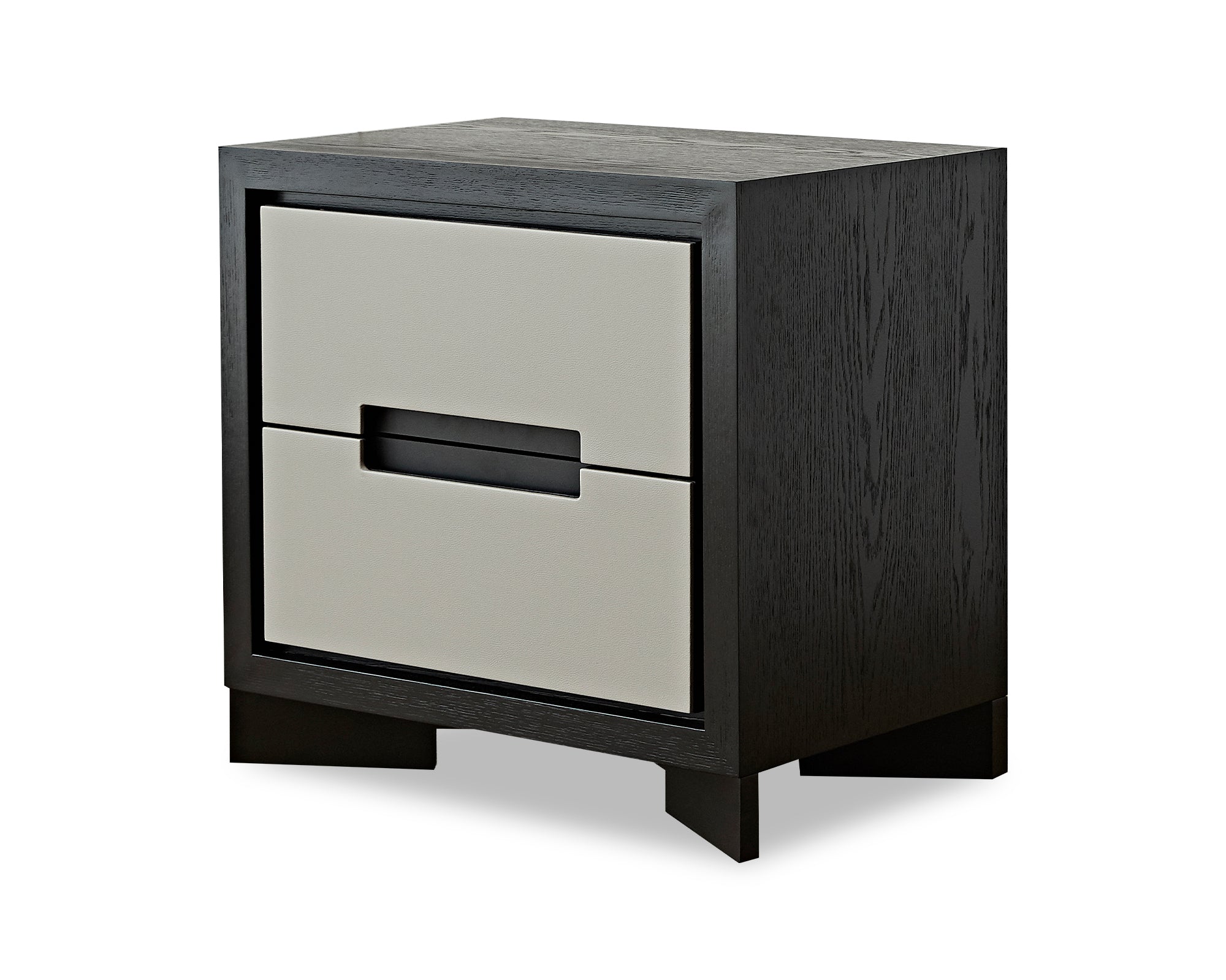 Ardel Bedside Table - Grey Faux Leather & Wenge Ash