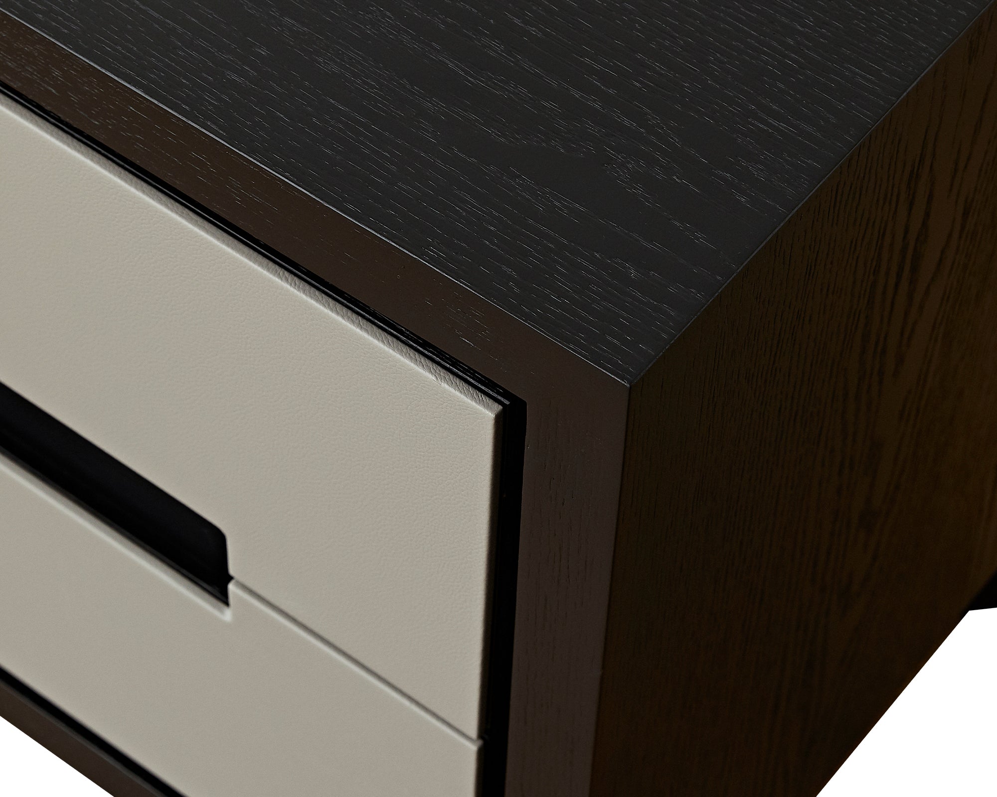 Ardel Bedside Table - Grey Faux Leather & Wenge Ash