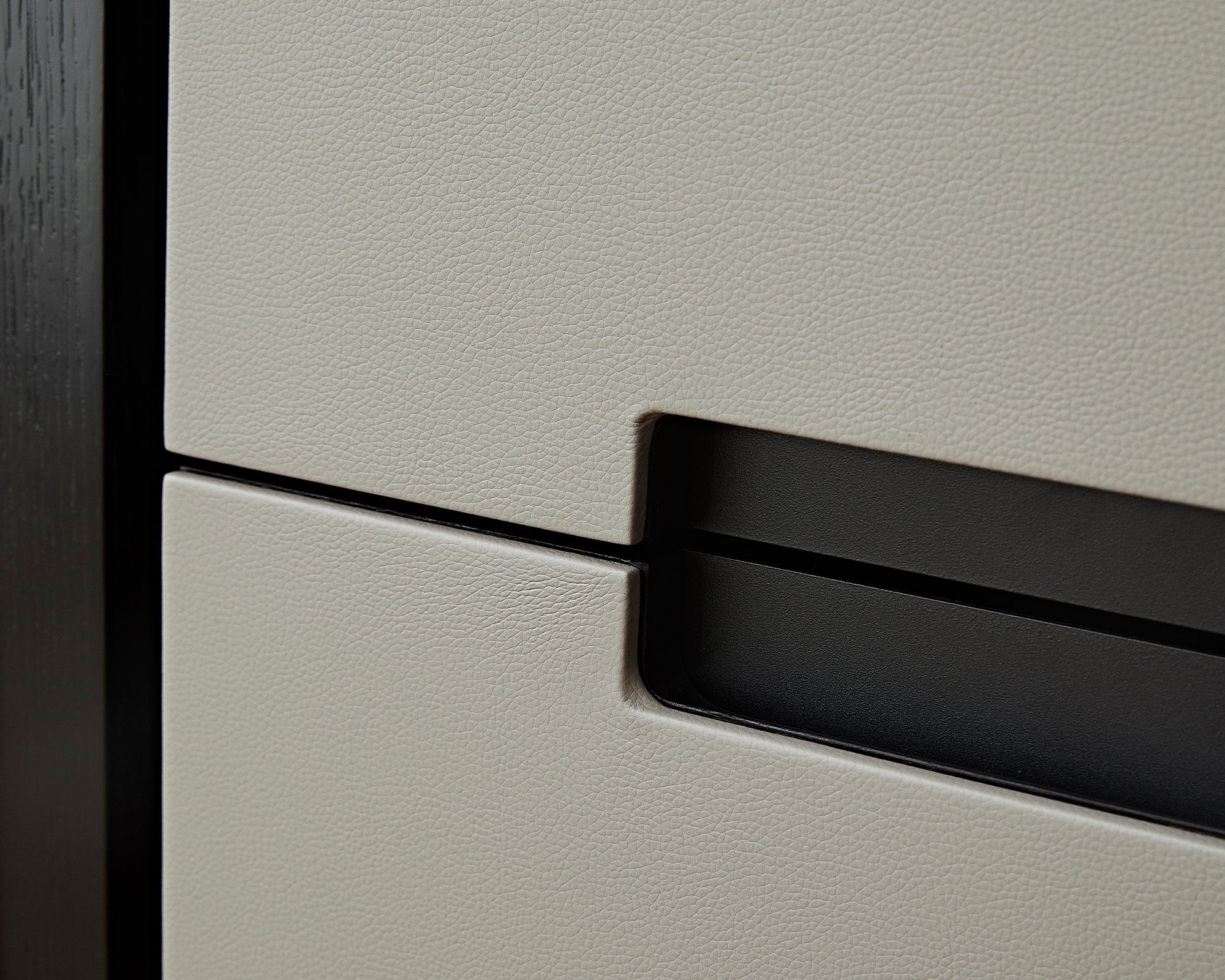 Ardel Bedside Table - Grey Faux Leather & Wenge Ash