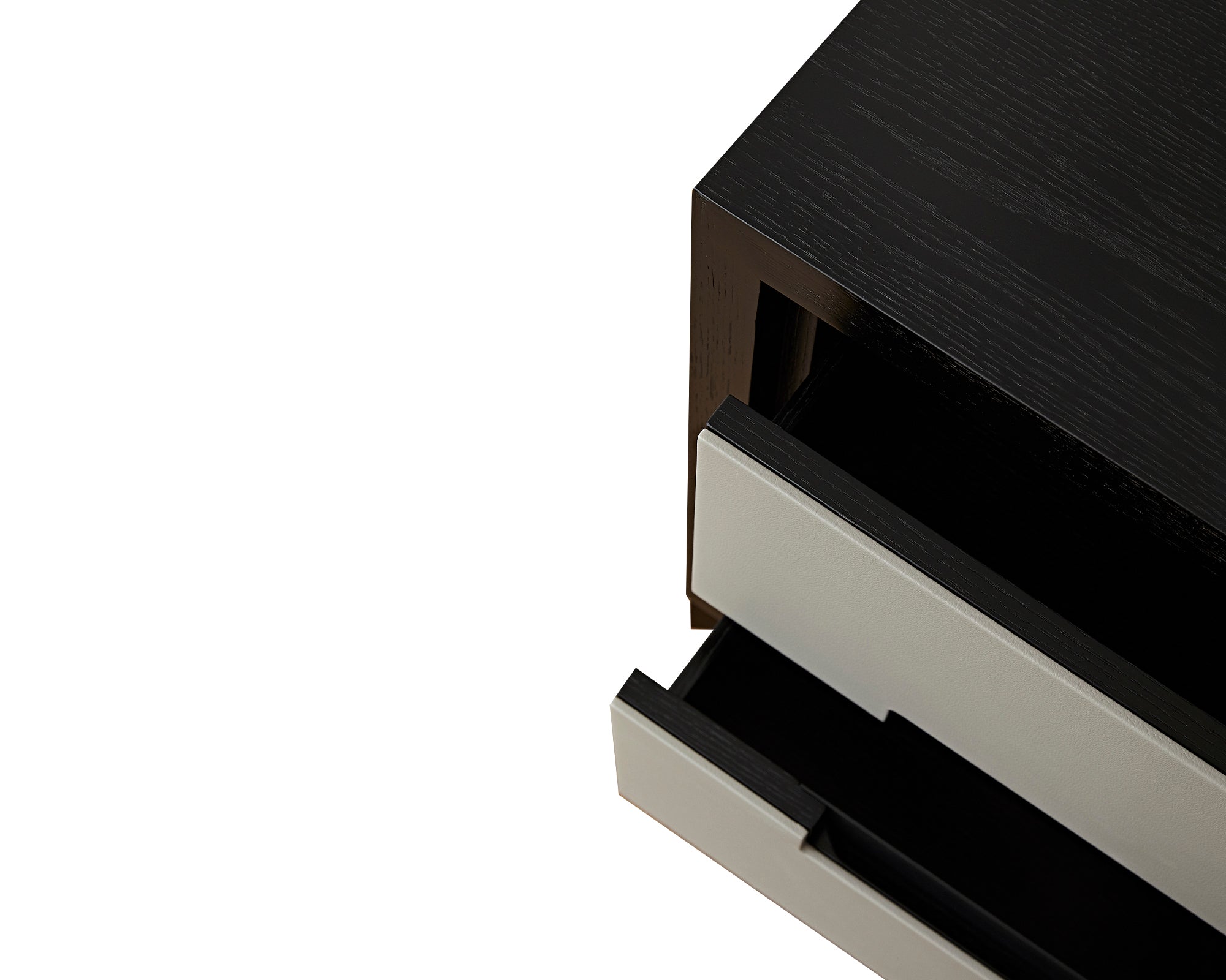 Ardel Bedside Table - Grey Faux Leather & Wenge Ash