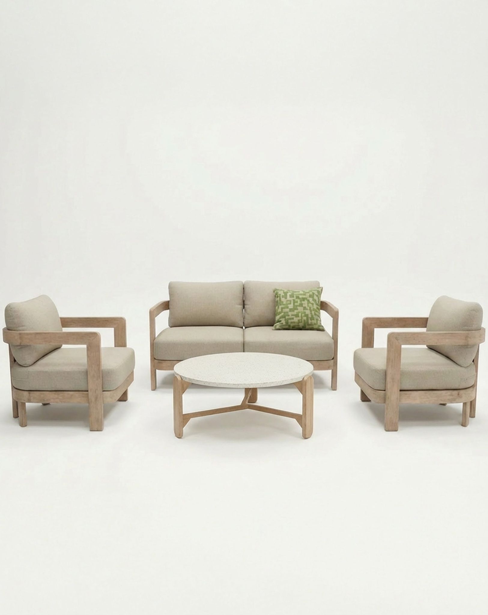 Portello 4 Seater Wood Lounging Set with Coffee Table
