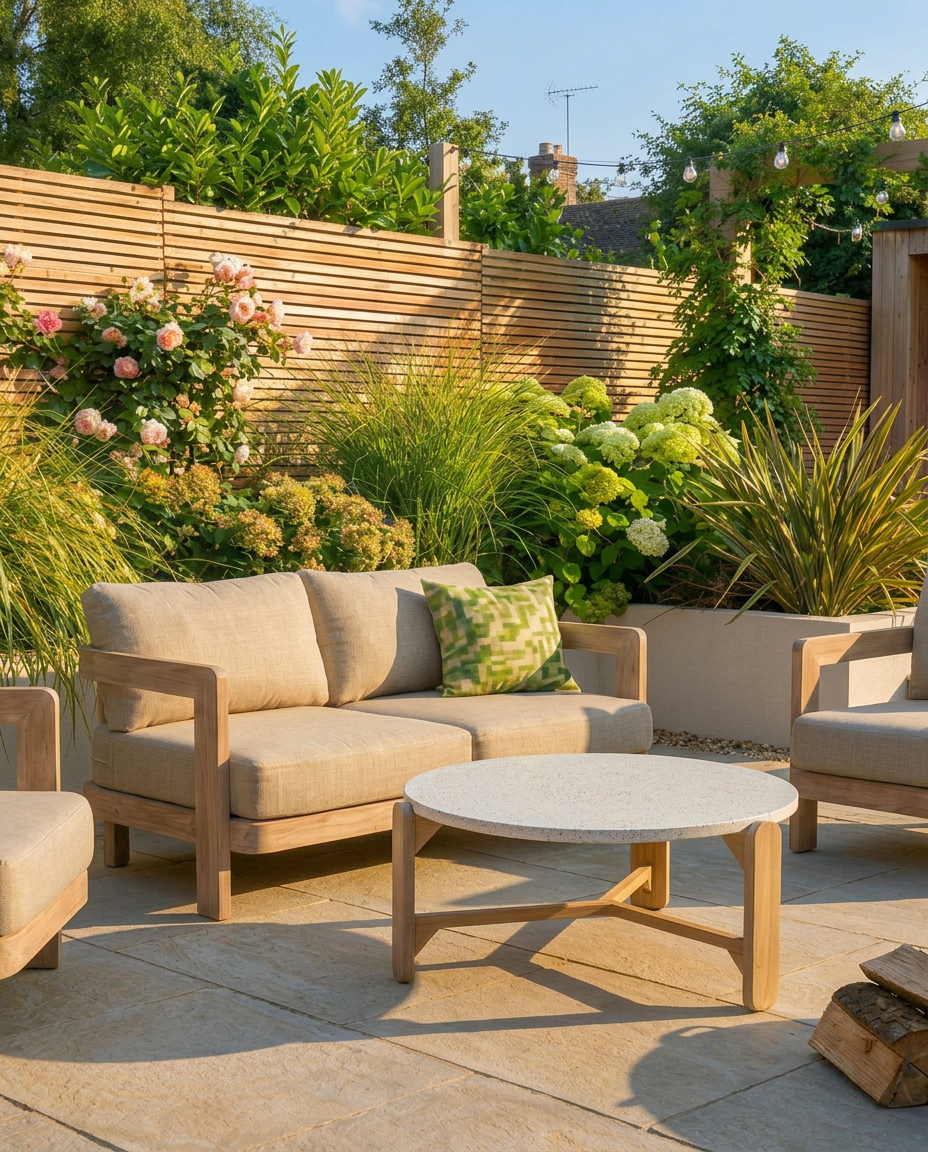 Portello 4 Seater Wood Lounging Set with Coffee Table
