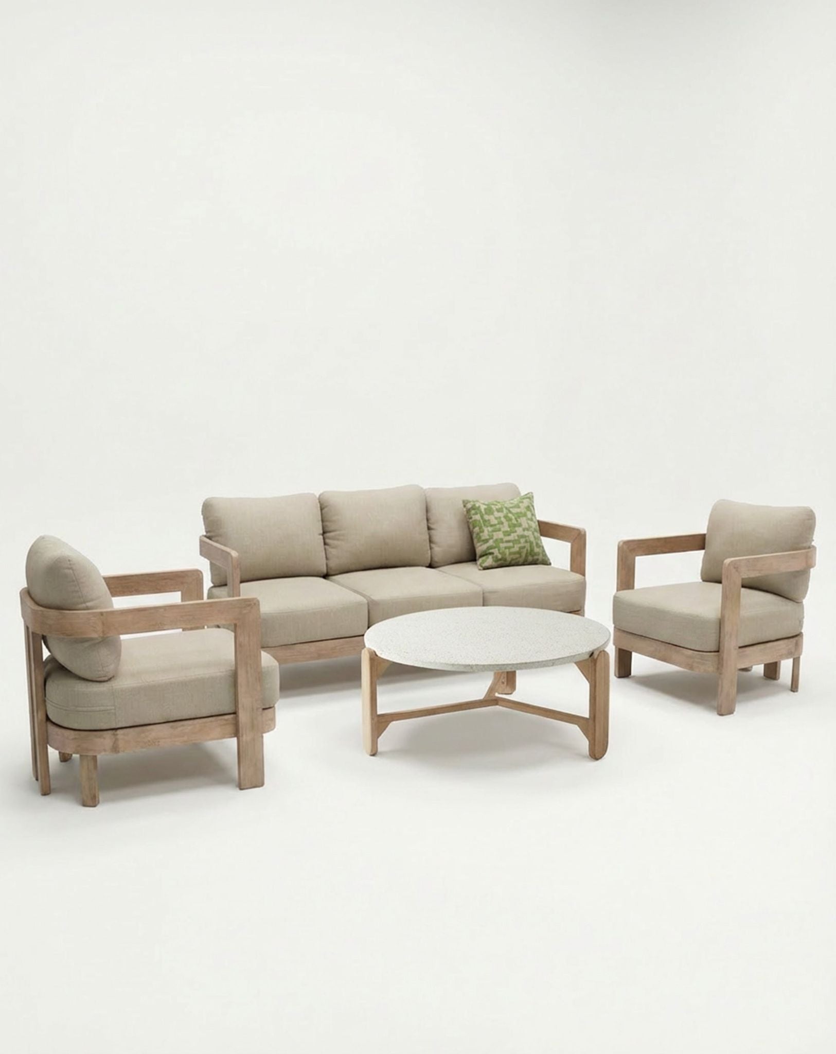 Portello 5 Seater Wood Lounging Set with Coffee Table