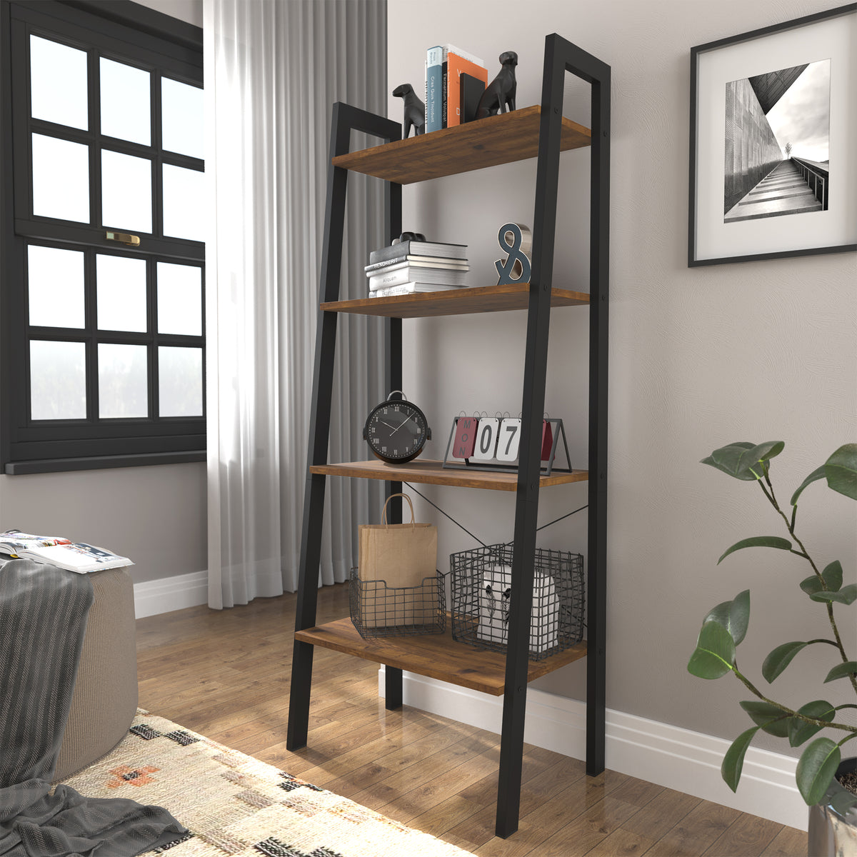 Ealing Pine Wood Black Slanted Display Unit